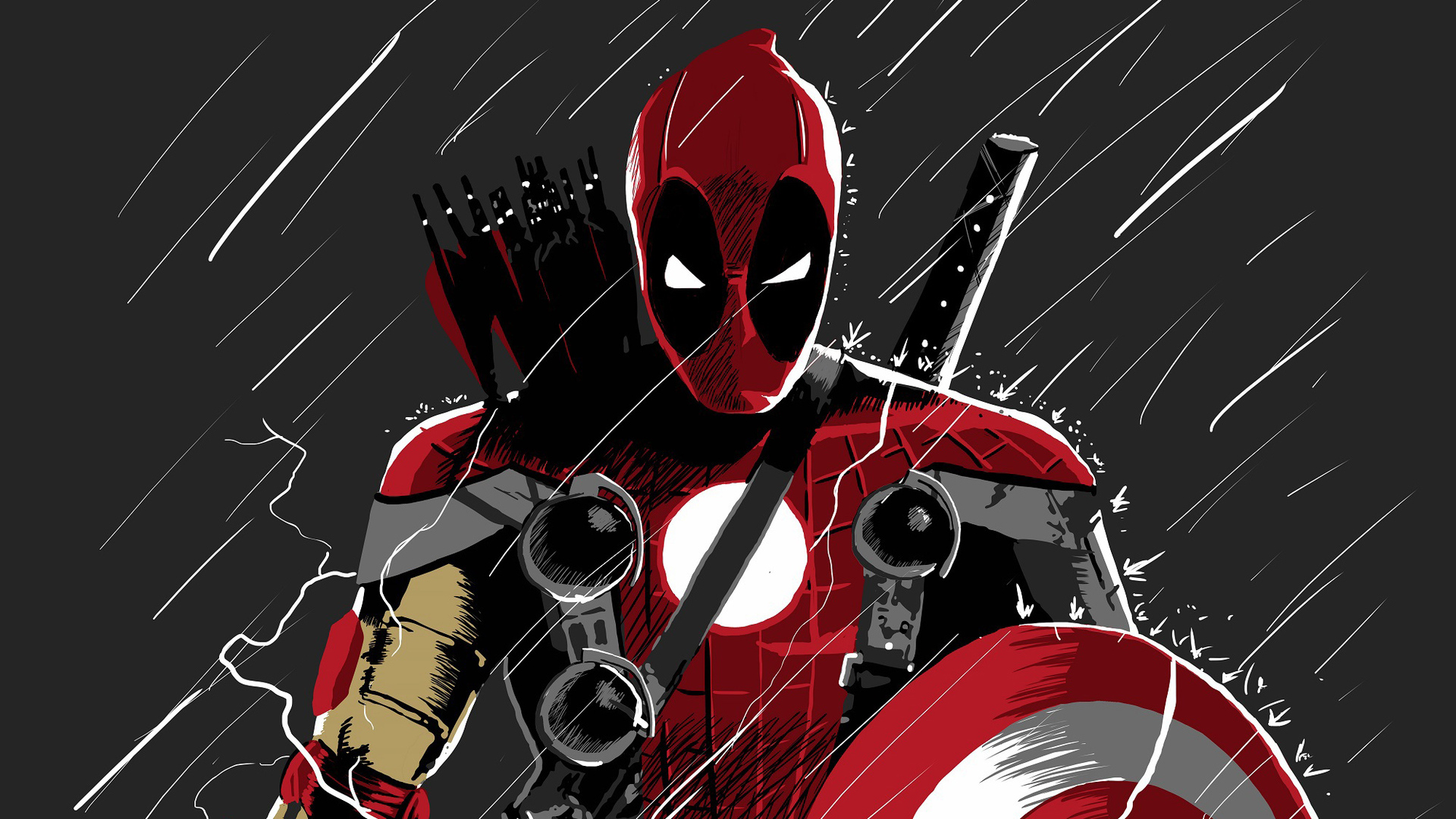 Deadpool ibrido supereroi Marvel, mercenario, 1920x1080 Full HD 1080p, Desktop
