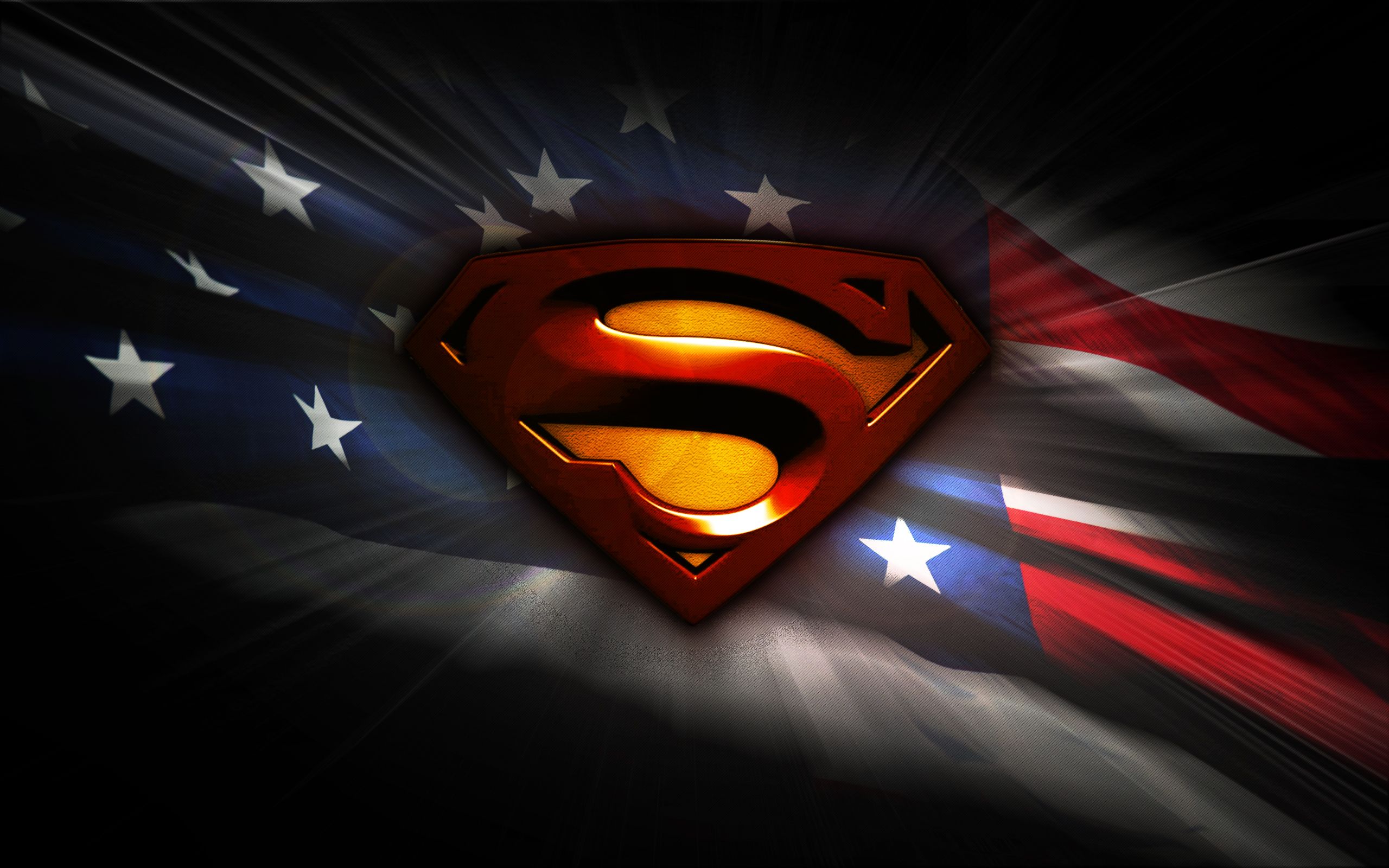 Logo Superman su bandiera USA, 2560x1600 2K+, PC