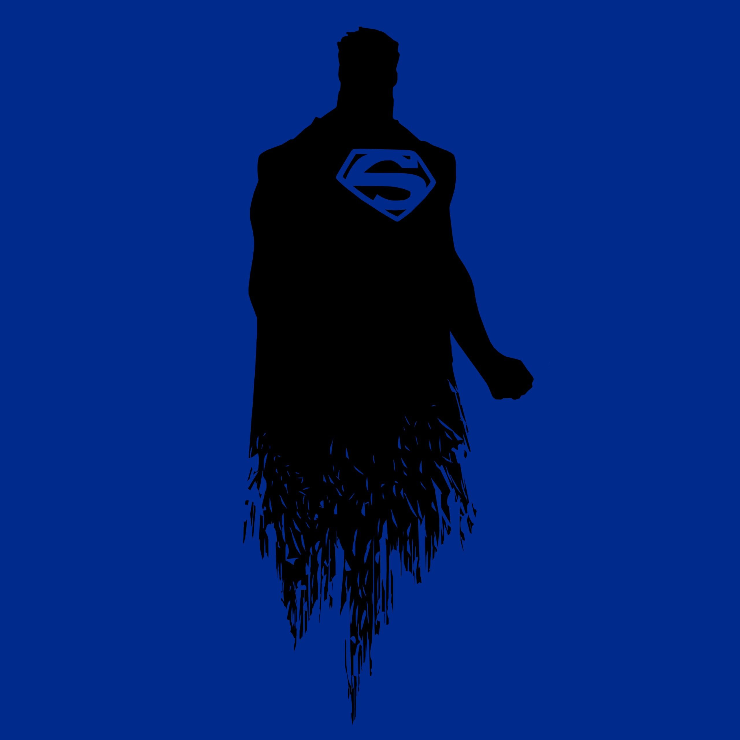 Silhouette Superman blu minimale, DC Comics, 2560x2560 2K, PC