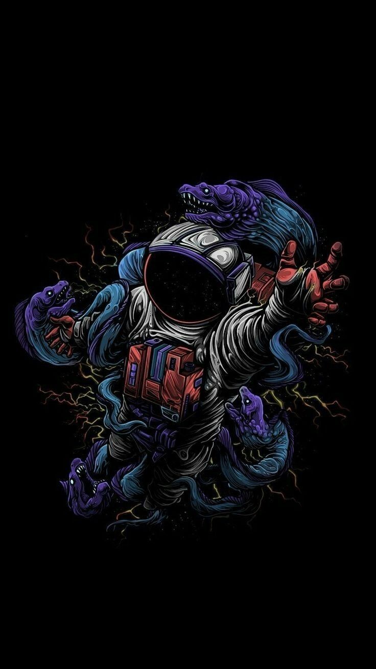 Astronauta Supreme con serpenti, 736x1309 Verticale, Android
