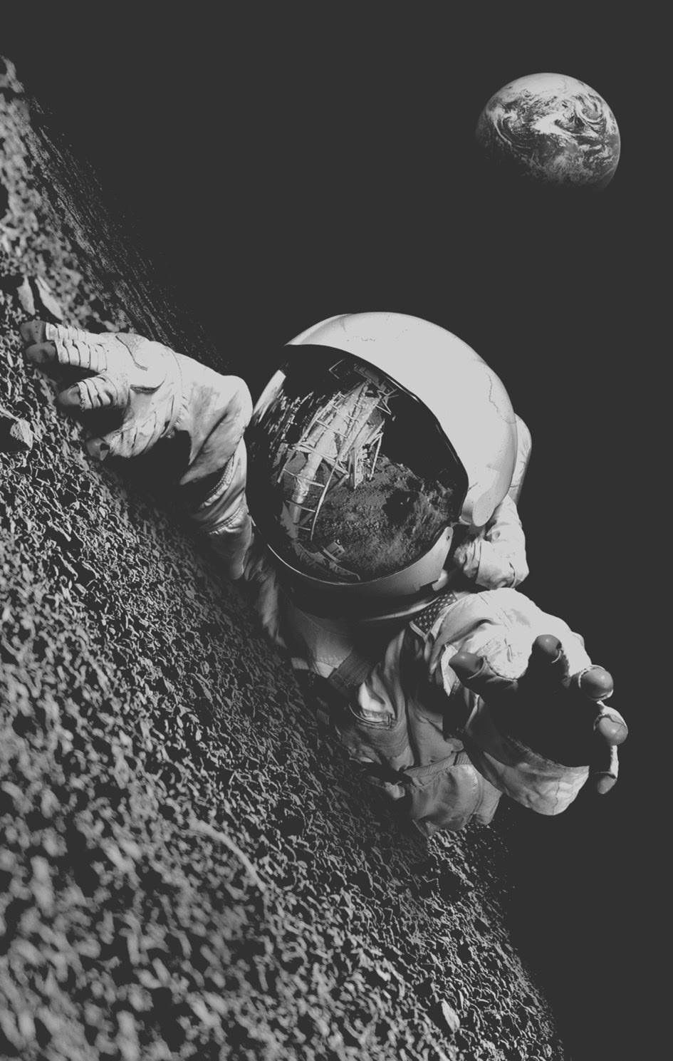 Astronauta in bianco e nero, 945x1489 Verticale, Telefono