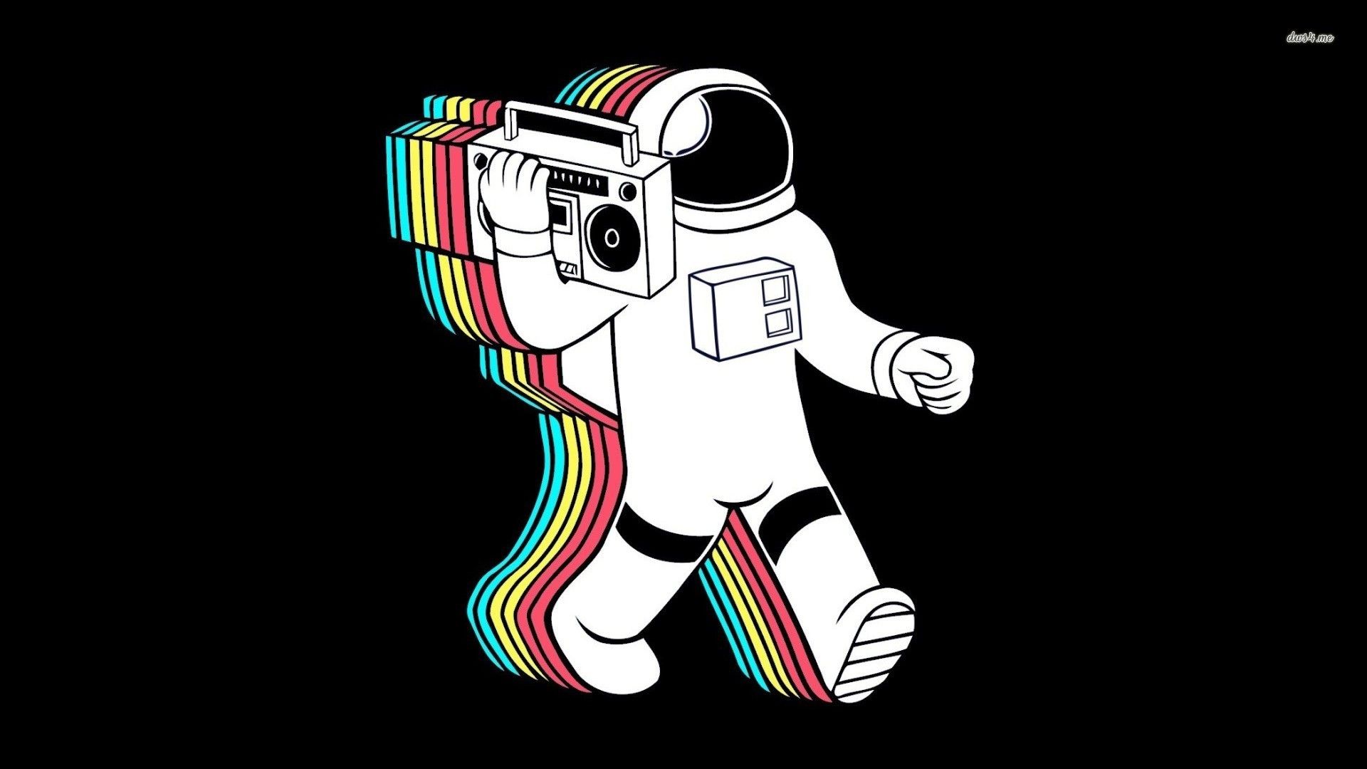 Astronauta con boombox arcobaleno, 1920x1080 Full HD, Desktop