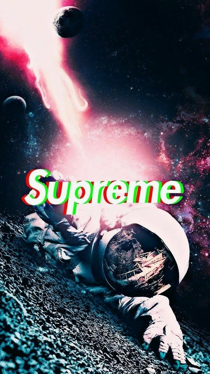 Astronauta logo Supreme spazio, streetwear, 720x1280 Verticale, Telefono