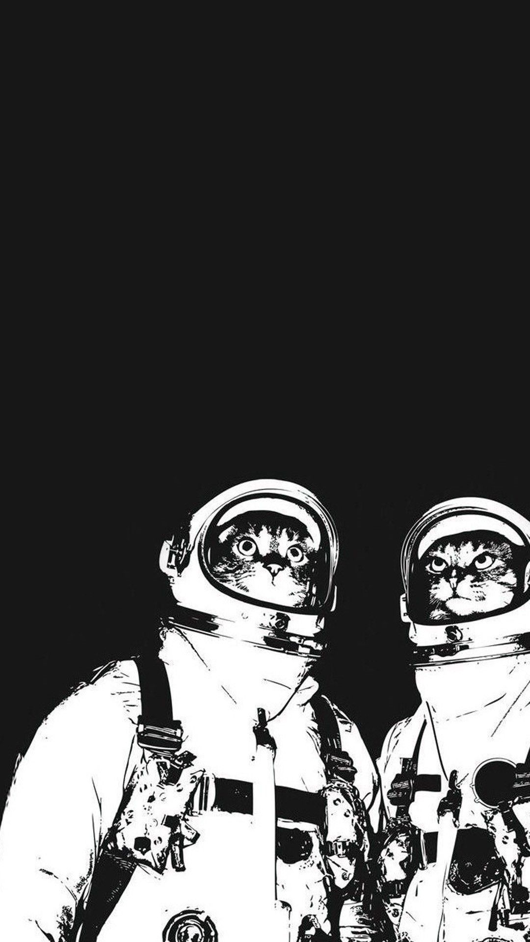 Gatti astronauti bianco nero, 1080x1920 Full HD Verticale, Smartphone