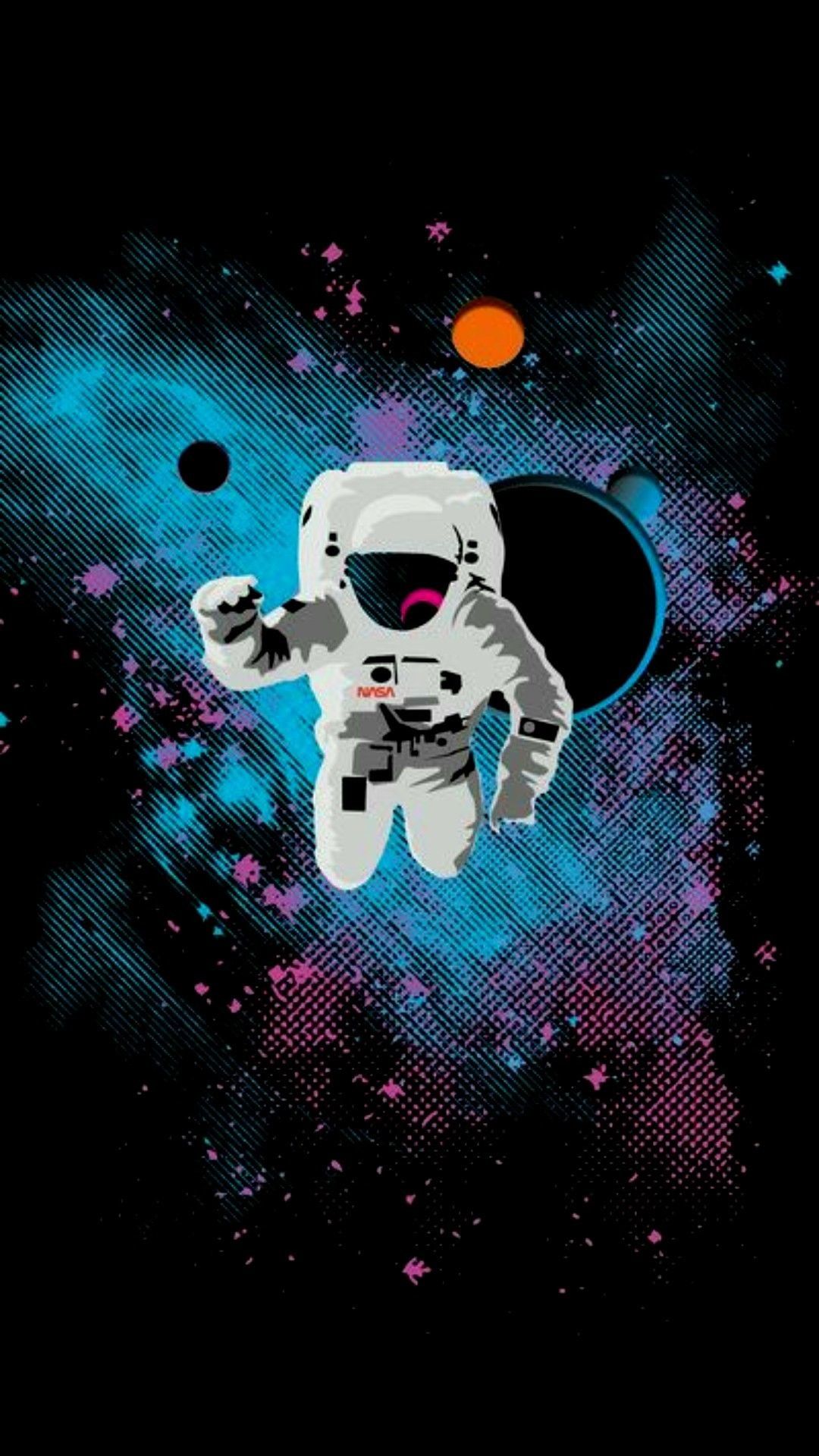 Astronauta nello spazio colorato, 1080x1920 Full HD Verticale, iPhone