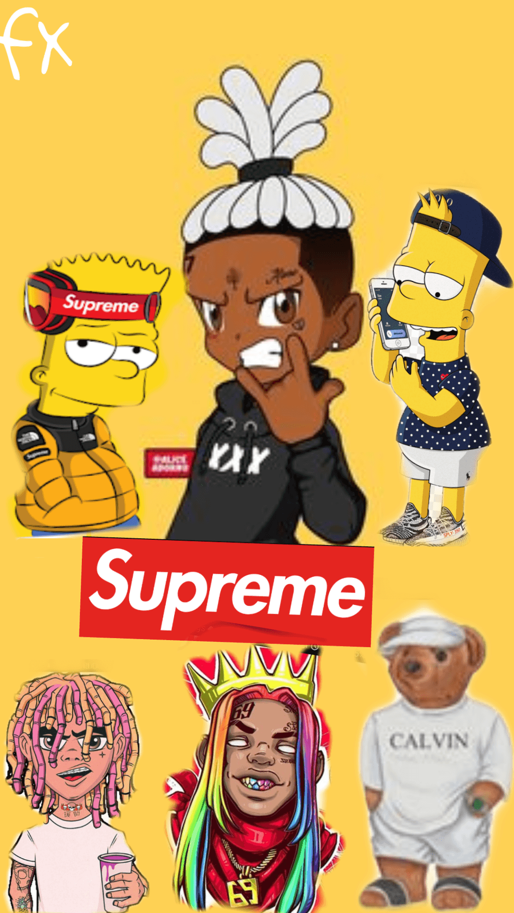 Bart Simpson Supreme collage, 1024x1820 Verticale, Telefono