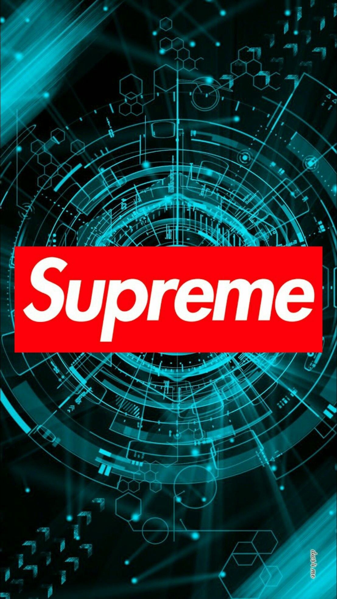 Logo Supreme sfondo tech blu, streetwear, 1107x1965 Verticale, Telefono