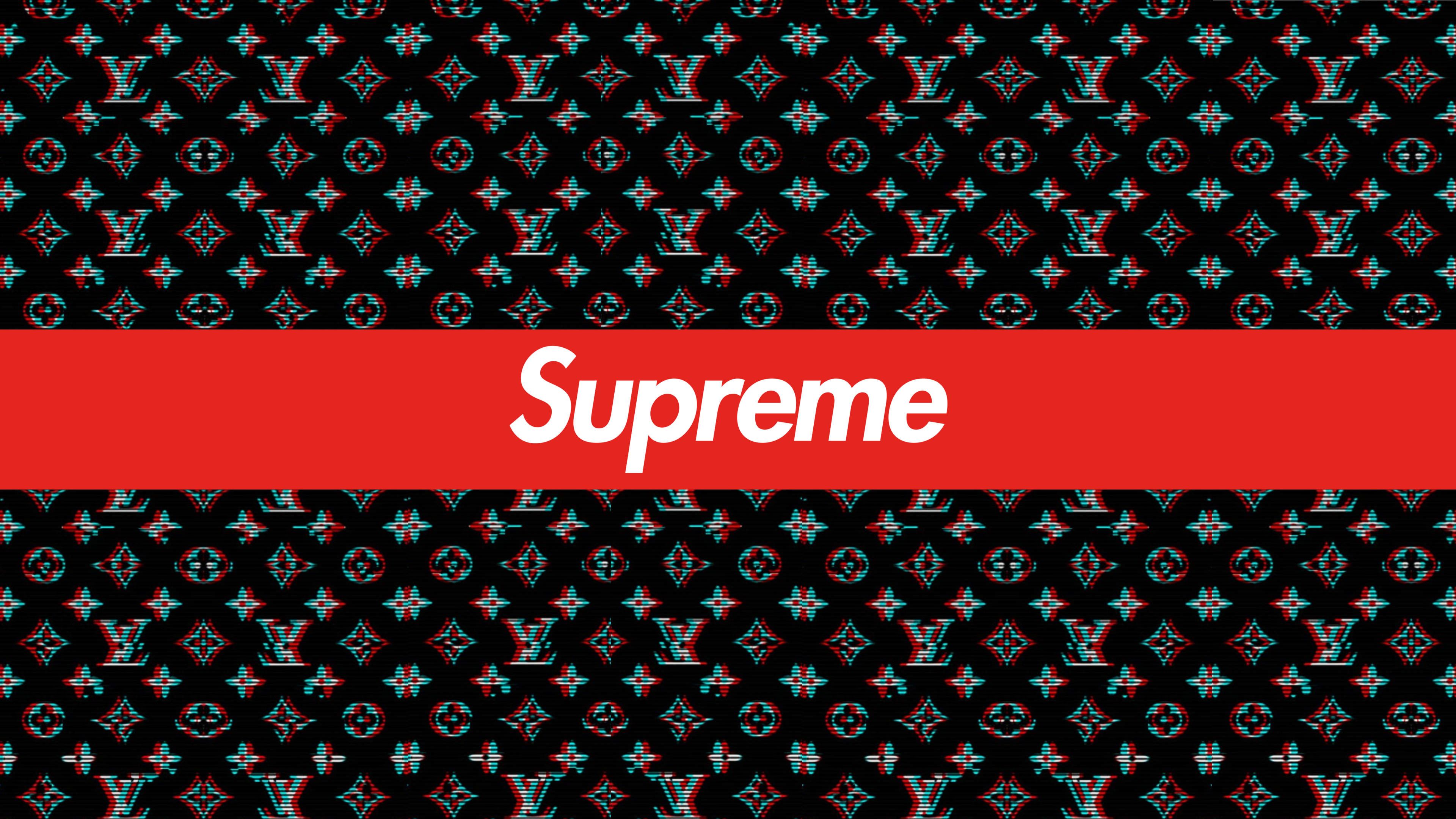 Logo Supreme su pattern Louis Vuitton, francese, 3840x2160 4K, Desktop 4K