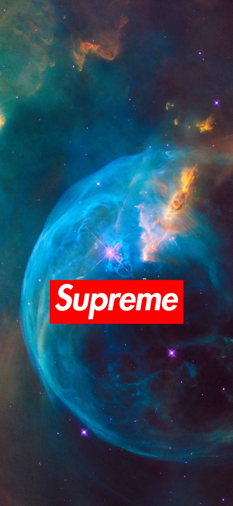 Logo Supreme, nebulosa blu, New York, 887x1920 Verticale, Mobile