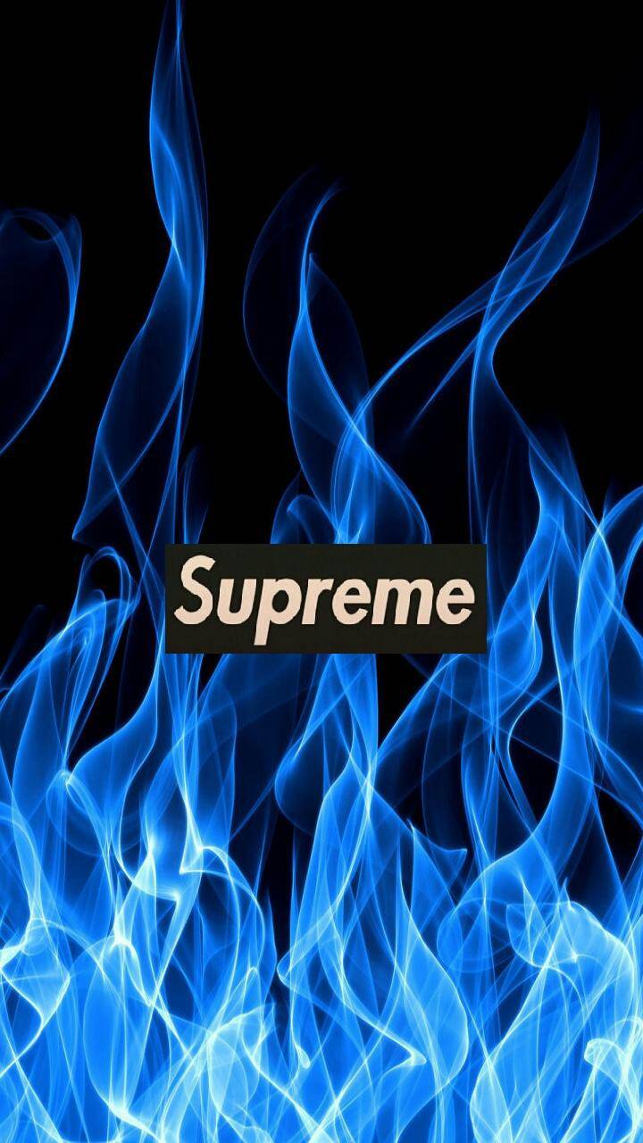 Logo Supreme fiamme blu, streetwear, 720x1280 Verticale, Mobile
