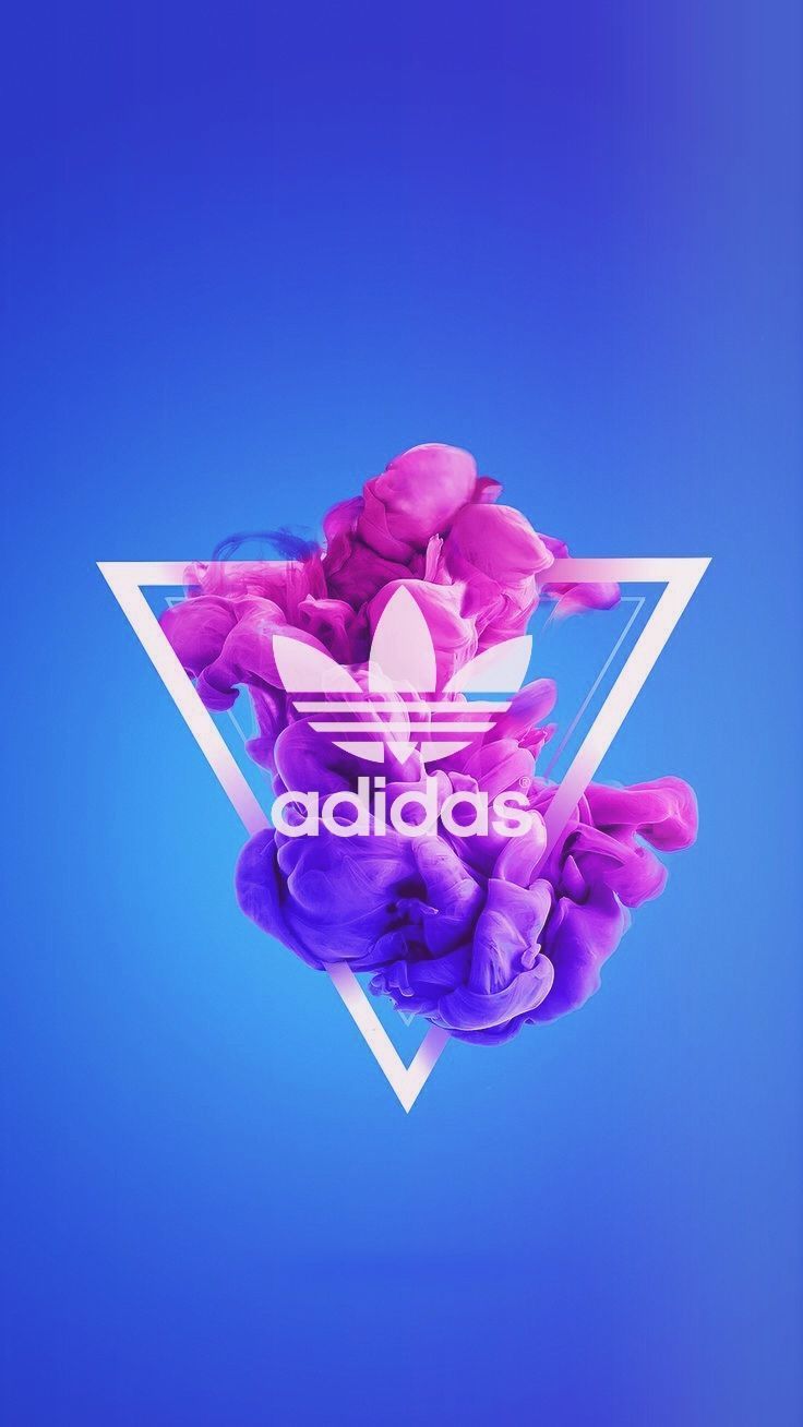 Logo Adidas triangolo fumo viola, tre strisce, 736x1308 Full HD Verticale, Smartphone