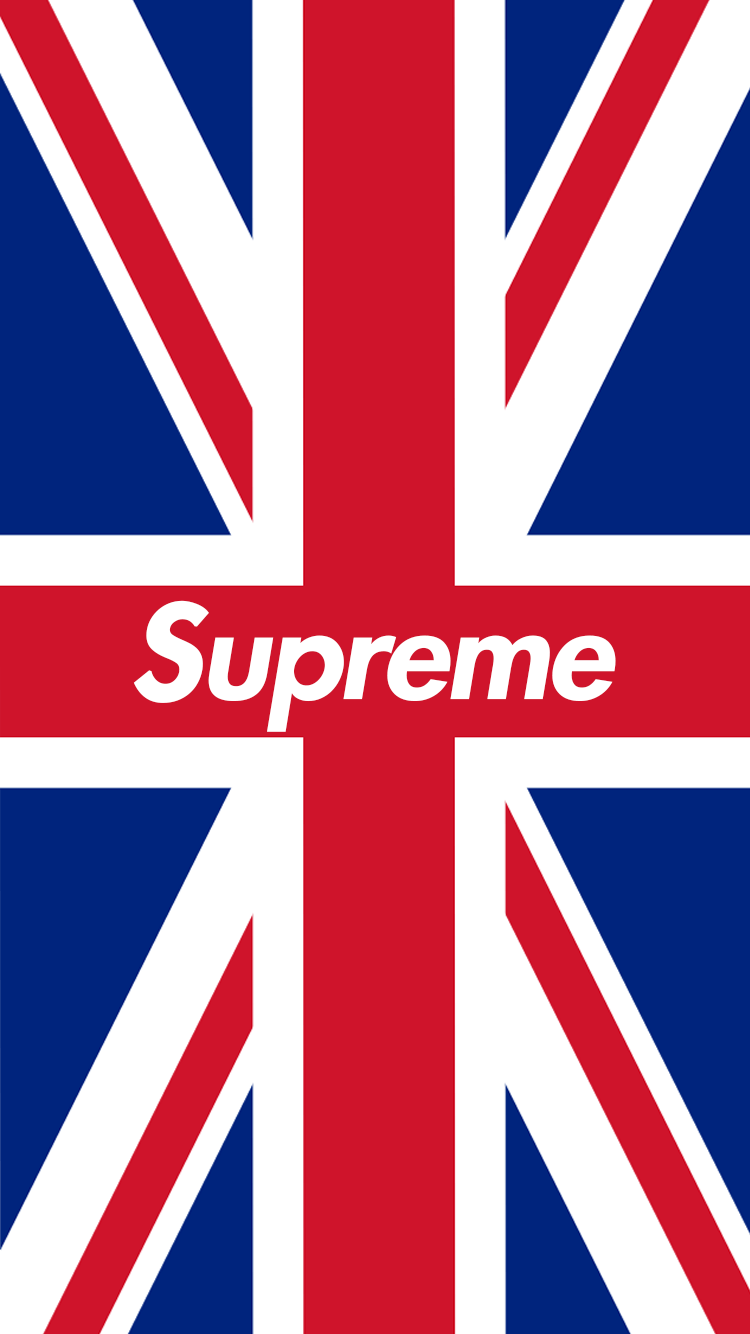 Bandiera Union Jack logo Supreme, 750x1334 Verticale, Telefono