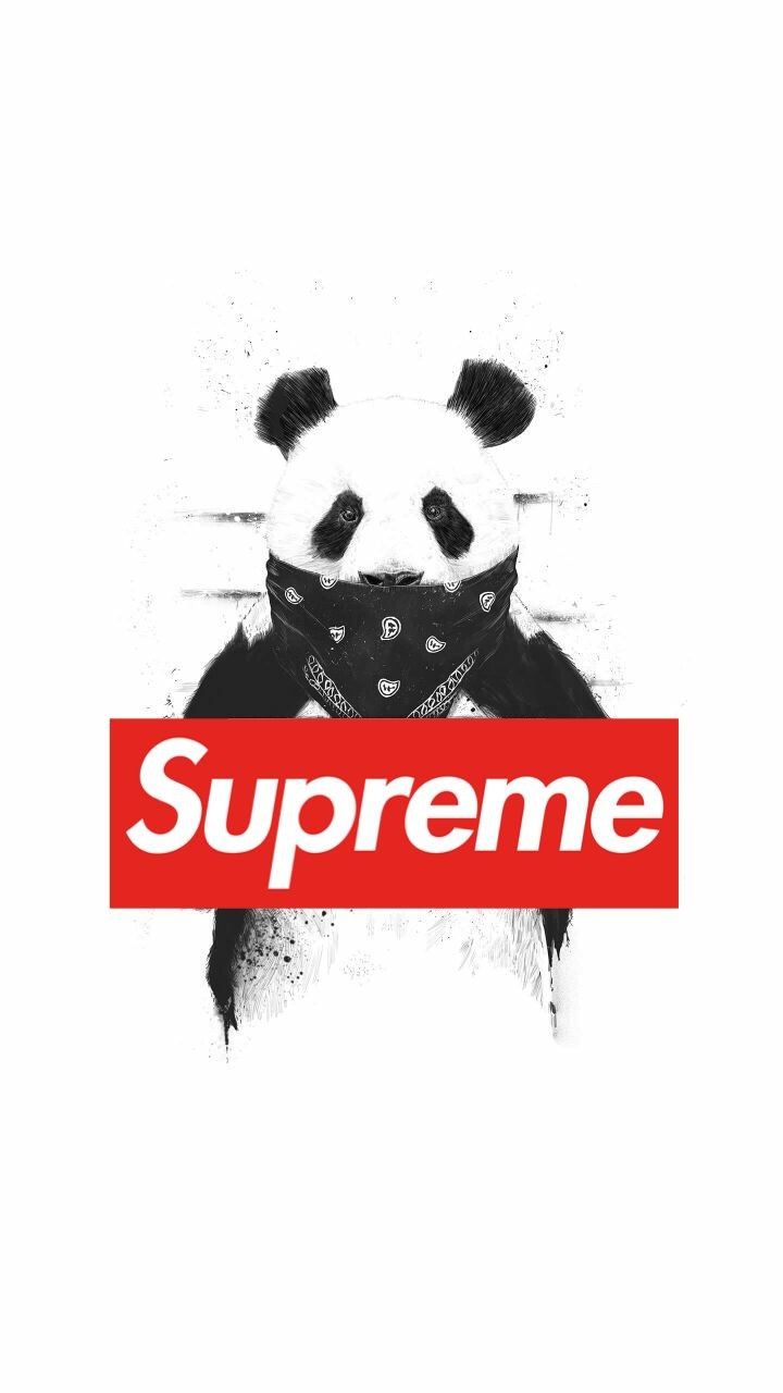 Panda con logo Supreme, streetwear, 720x1280 Verticale, Mobile