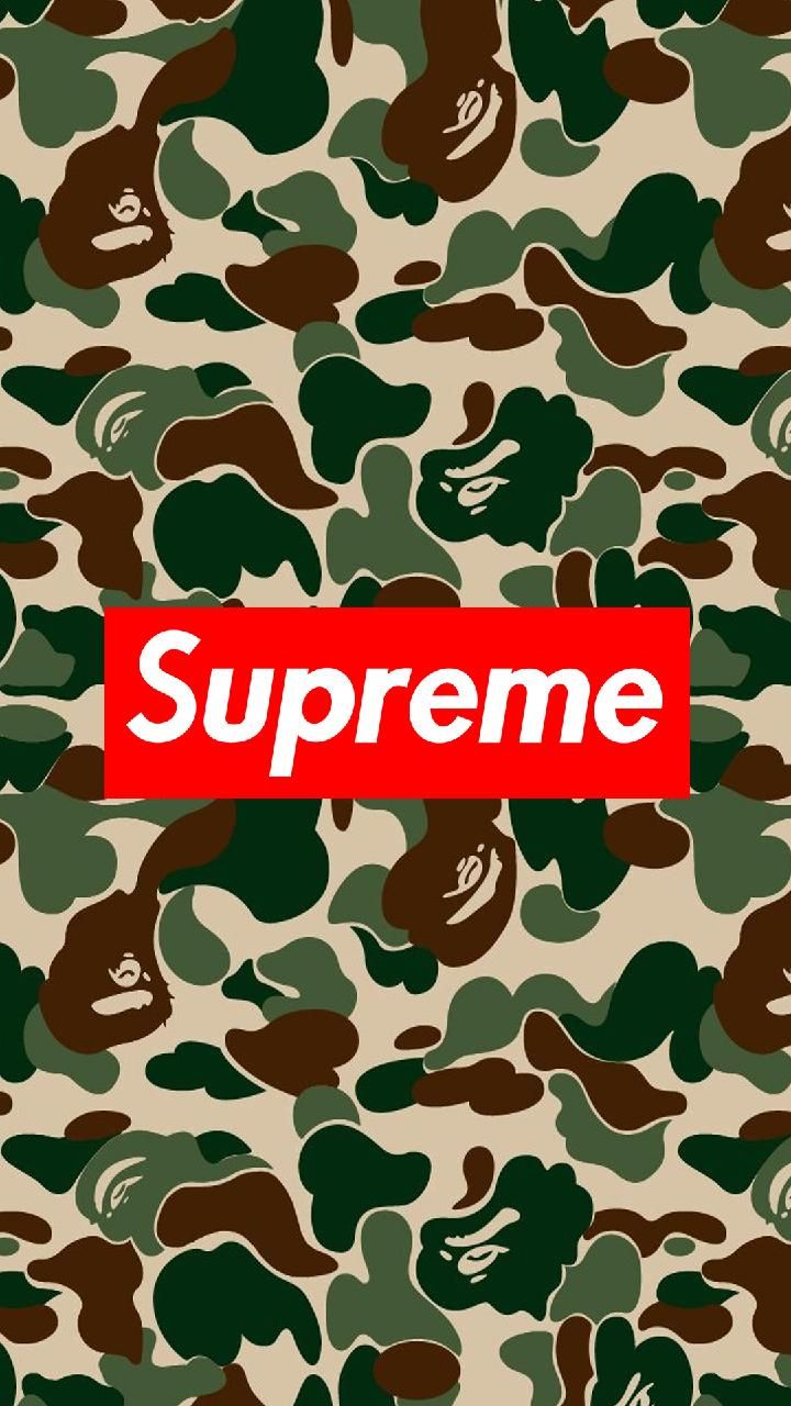 Logo Supreme camouflage verde, streetwear, 720x1280 Verticale, iPhone Plus