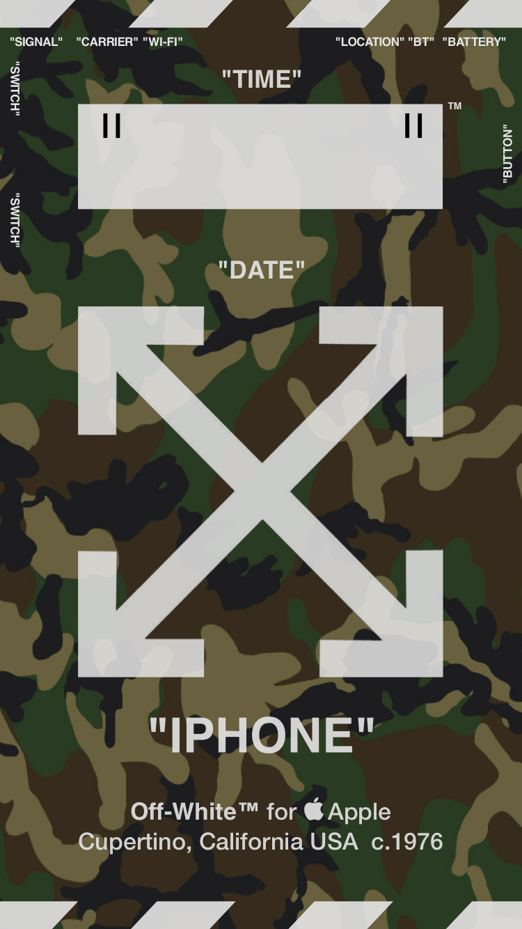 Off-White logo camo verde, Virgil Abloh, 750x1334 Full HD Verticale, iPhone Pro