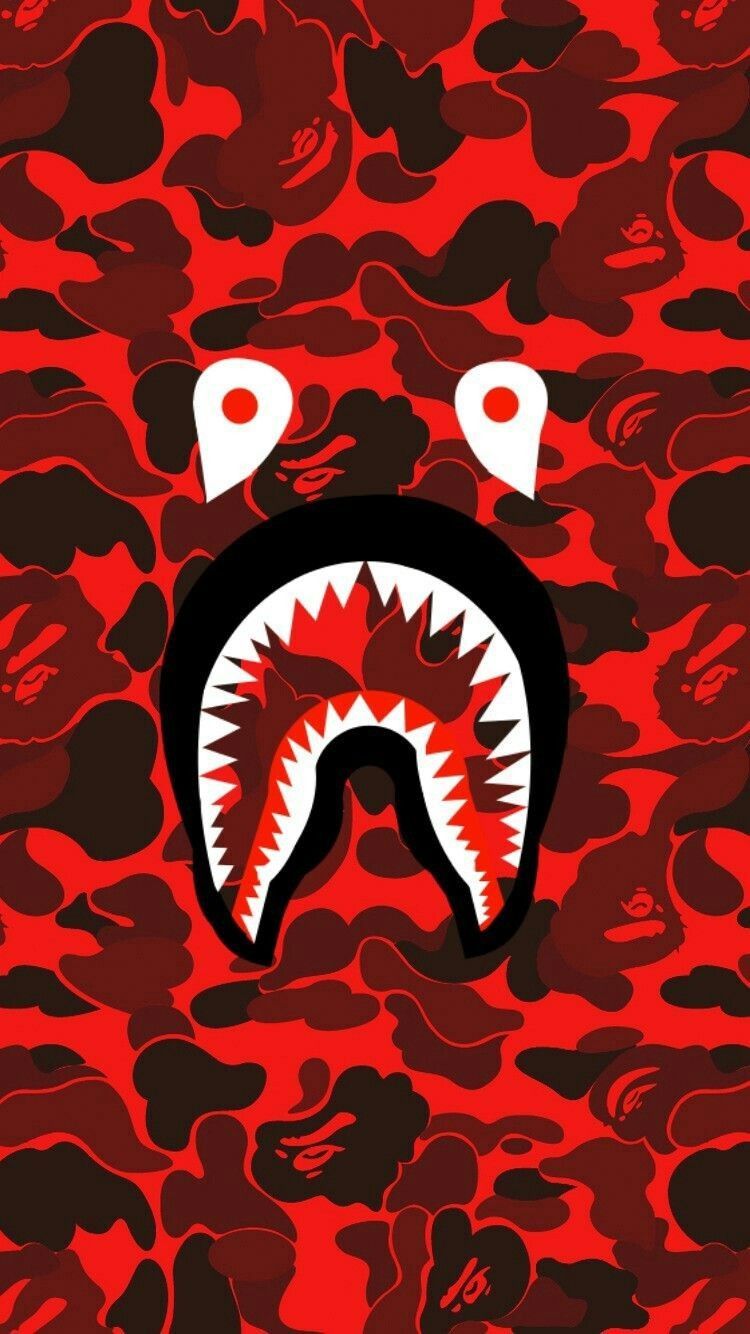 BAPE squalo camo rosso, streetwear giapponese, 750x1334 Full HD Verticale, iPhone Air