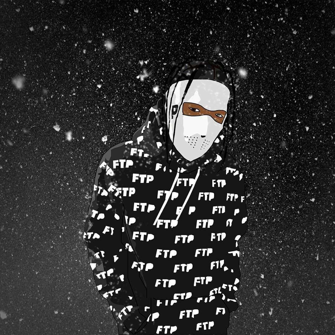 Personaggio incappucciato con maschera FTP, 1080x1080 HD, Desktop