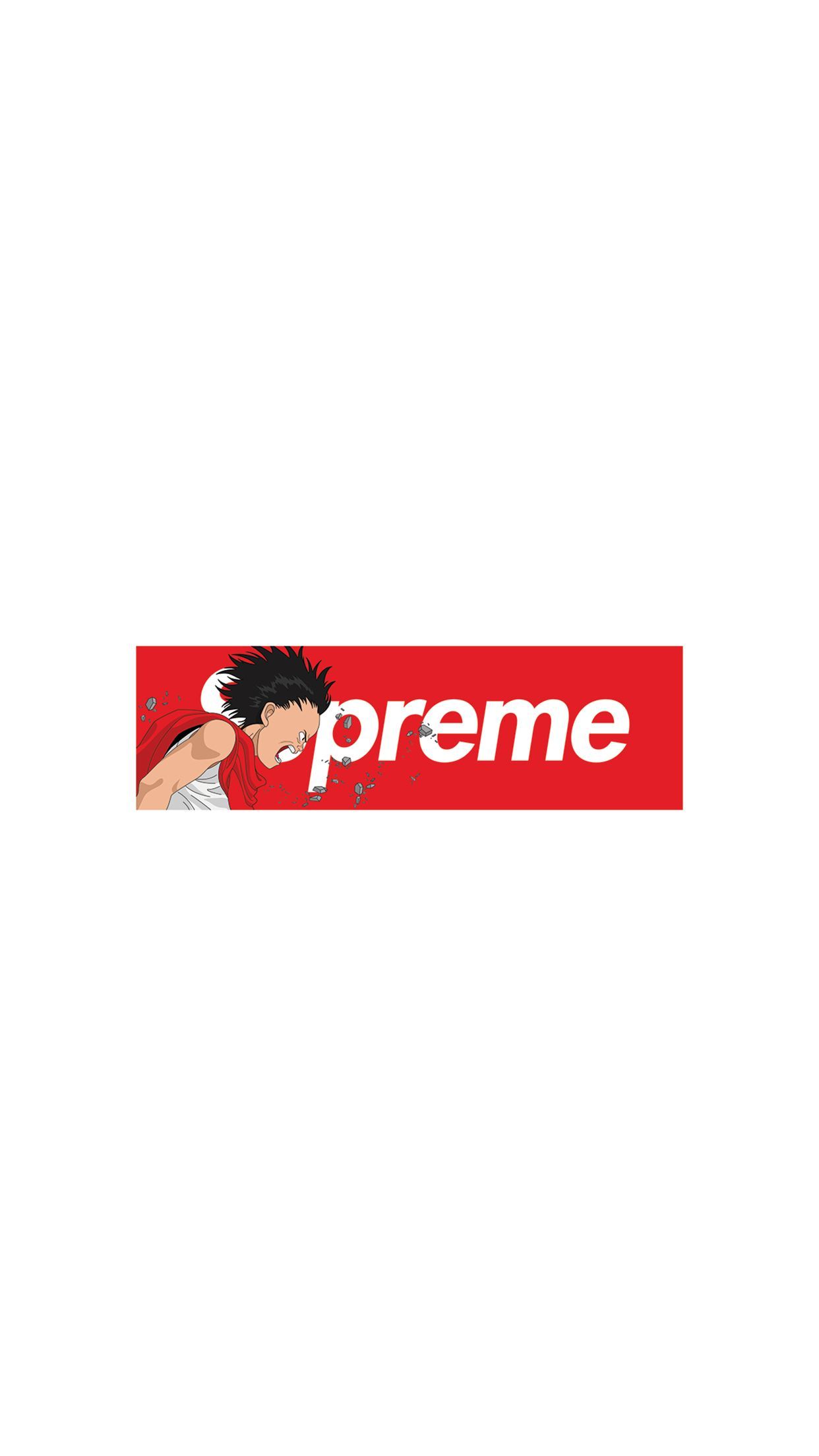 Logo Supreme rosso con personaggio anime, 1242x2208 Verticale, iPhone Plus
