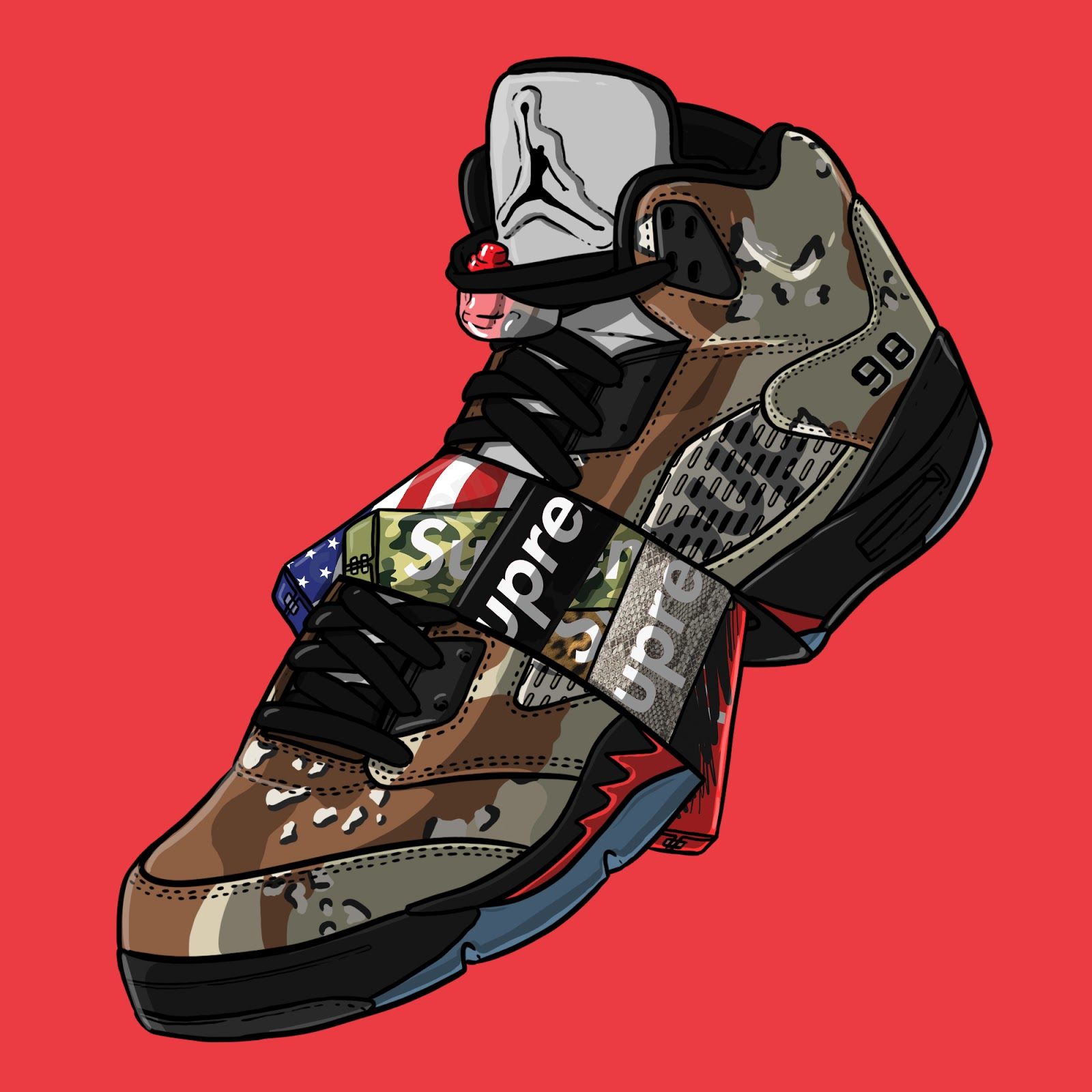 Sneaker Jordan Supreme camouflage, 1600x1600 HD, Desktop