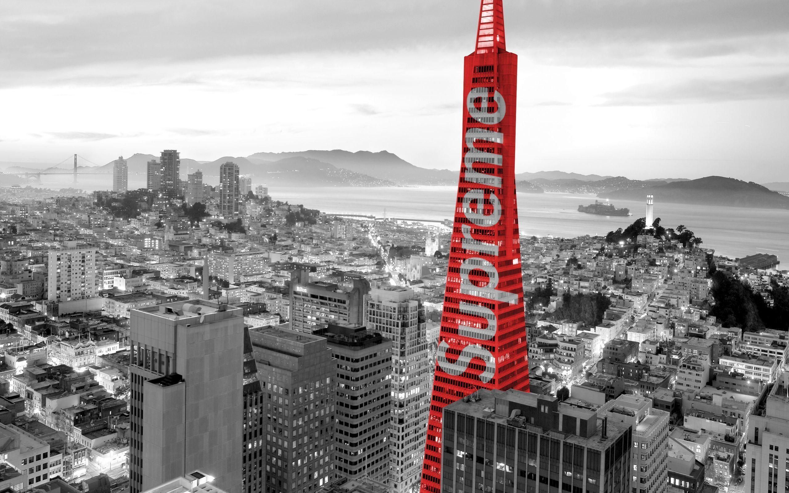 Grattacielo Supreme rosso su città, New York, 2559x1599 alta risoluzione, PC