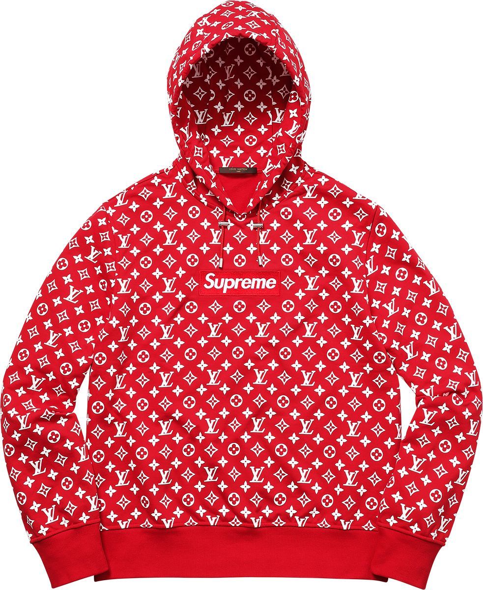 Felpa rossa Supreme Louis Vuitton monogram, moda di lusso, 983x1200 Verticale, Mobile