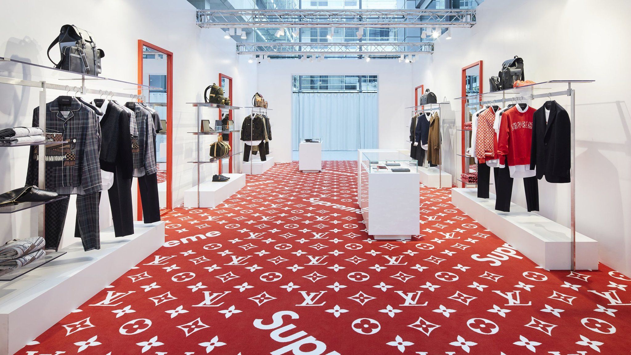 Negozio Supreme Louis Vuitton collaborazione, streetwear, 2048x1152 2K, Desktop
