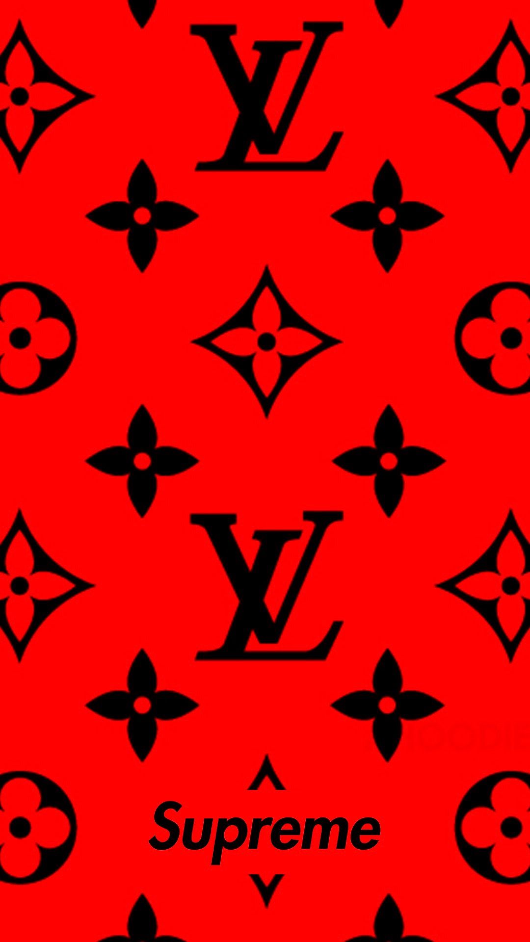 Louis Vuitton Supreme pattern rosso, moda di lusso, 1080x1920 Verticale, Mobile