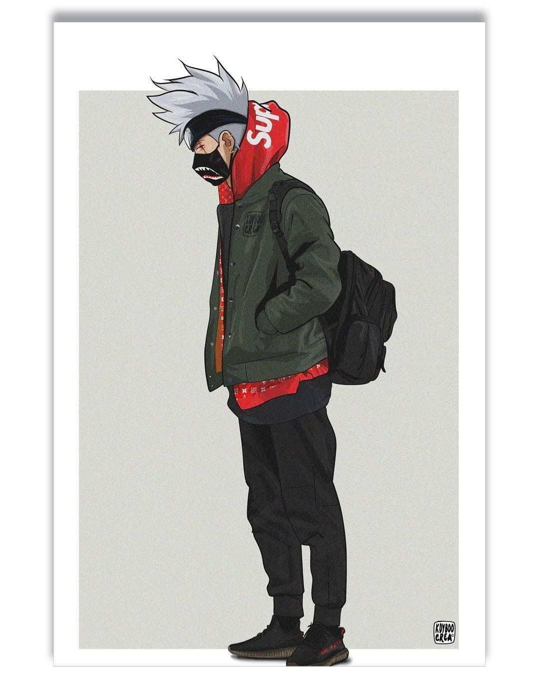 Kakashi streetwear Supreme illustrazione, 1080x1350 Verticale, Xiaomi