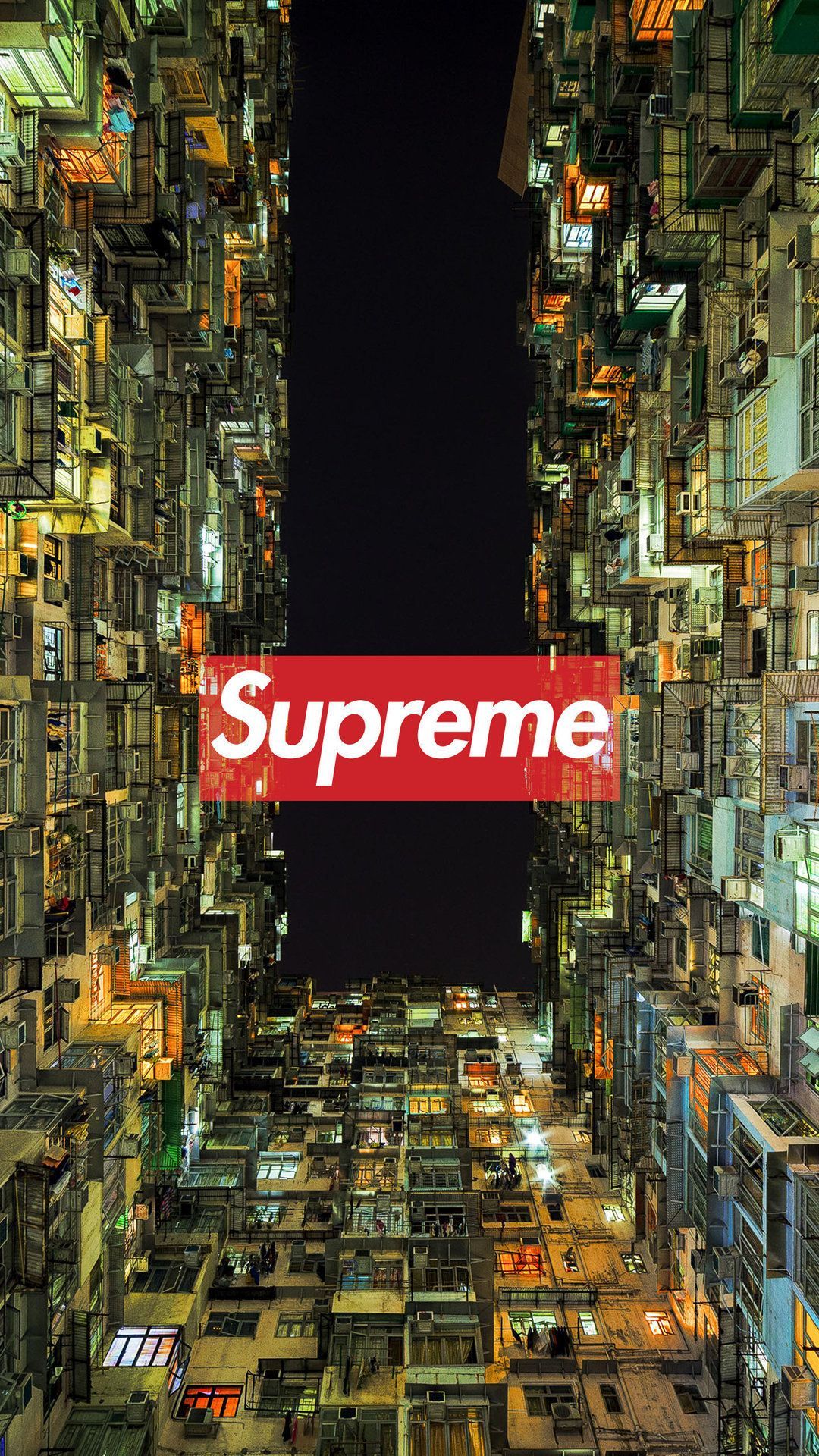 Logo Supreme edifici notturni, streetwear, 1080x1920 Verticale, iPhone Plus