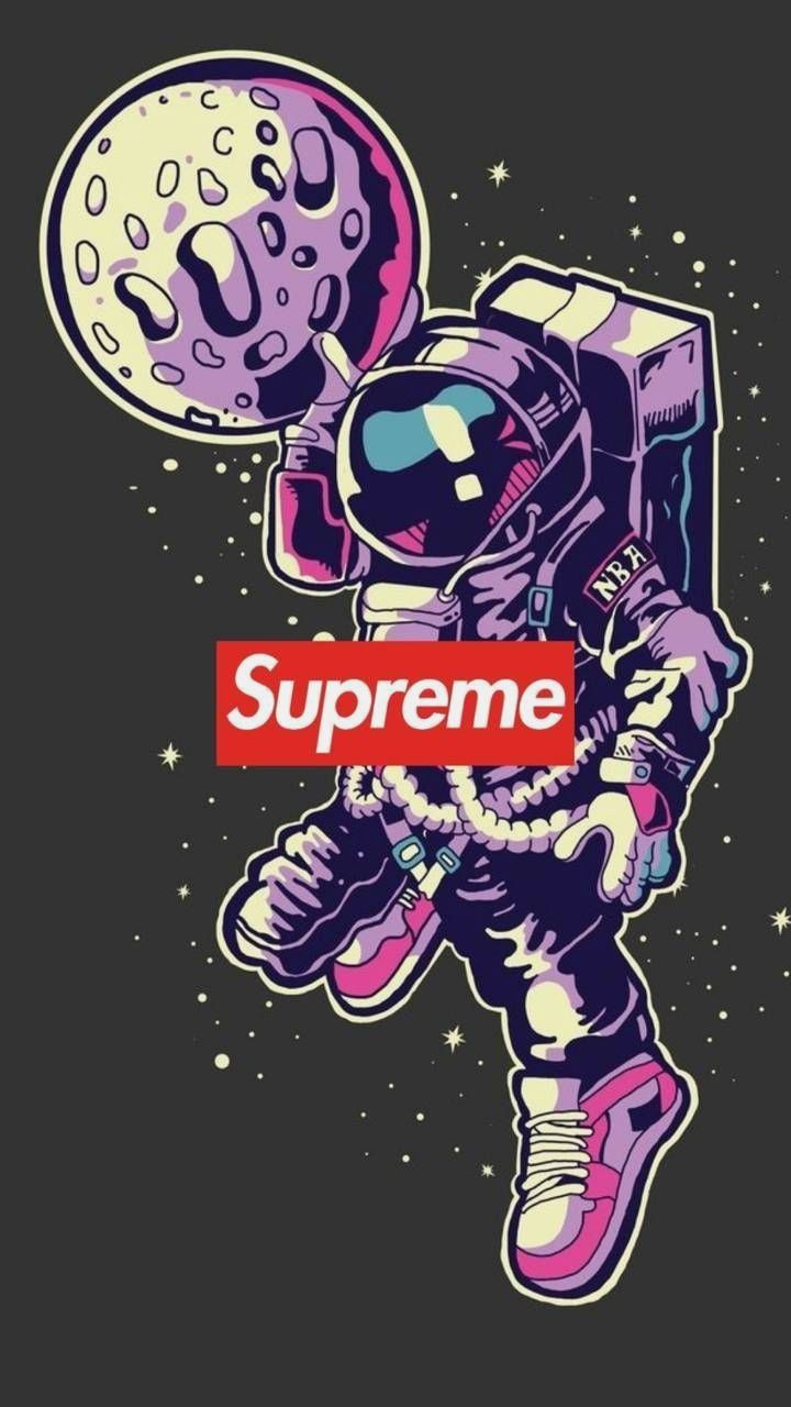 Astronauta logo Supreme spazio, New York, 720x1280 Full HD Verticale, Smartphone