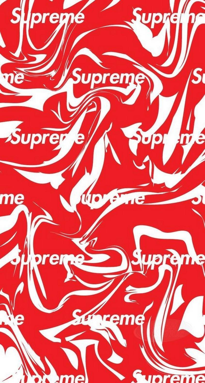 Logo Supreme rosso bianco marmorizzato, 846x1580 Full HD Verticale, Smartphone