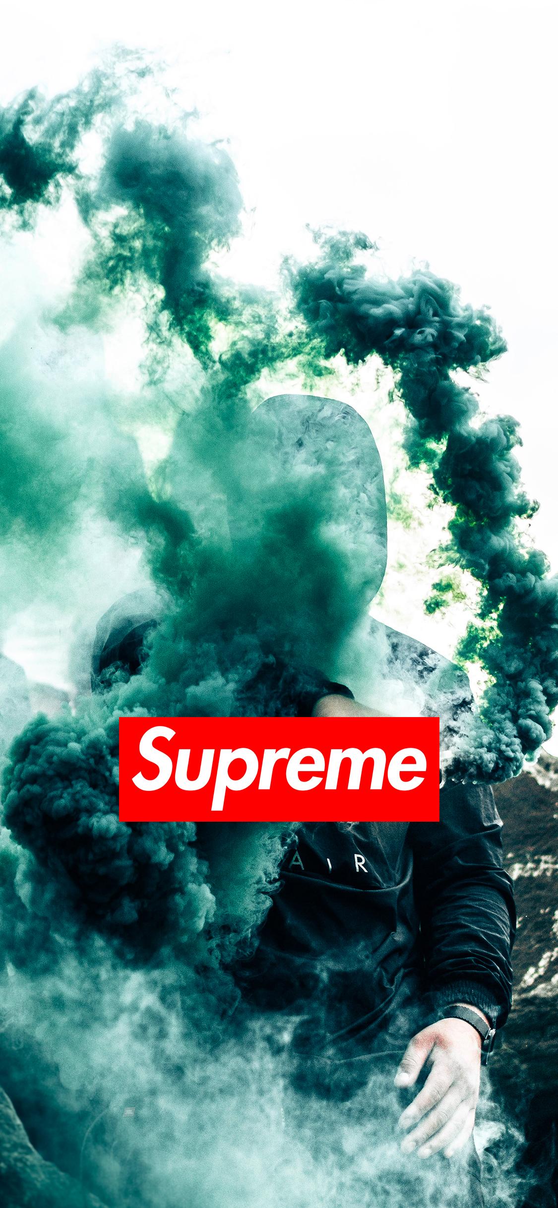 Logo Supreme fumo verde, streetwear, 1125x2436 Verticale, Telefono