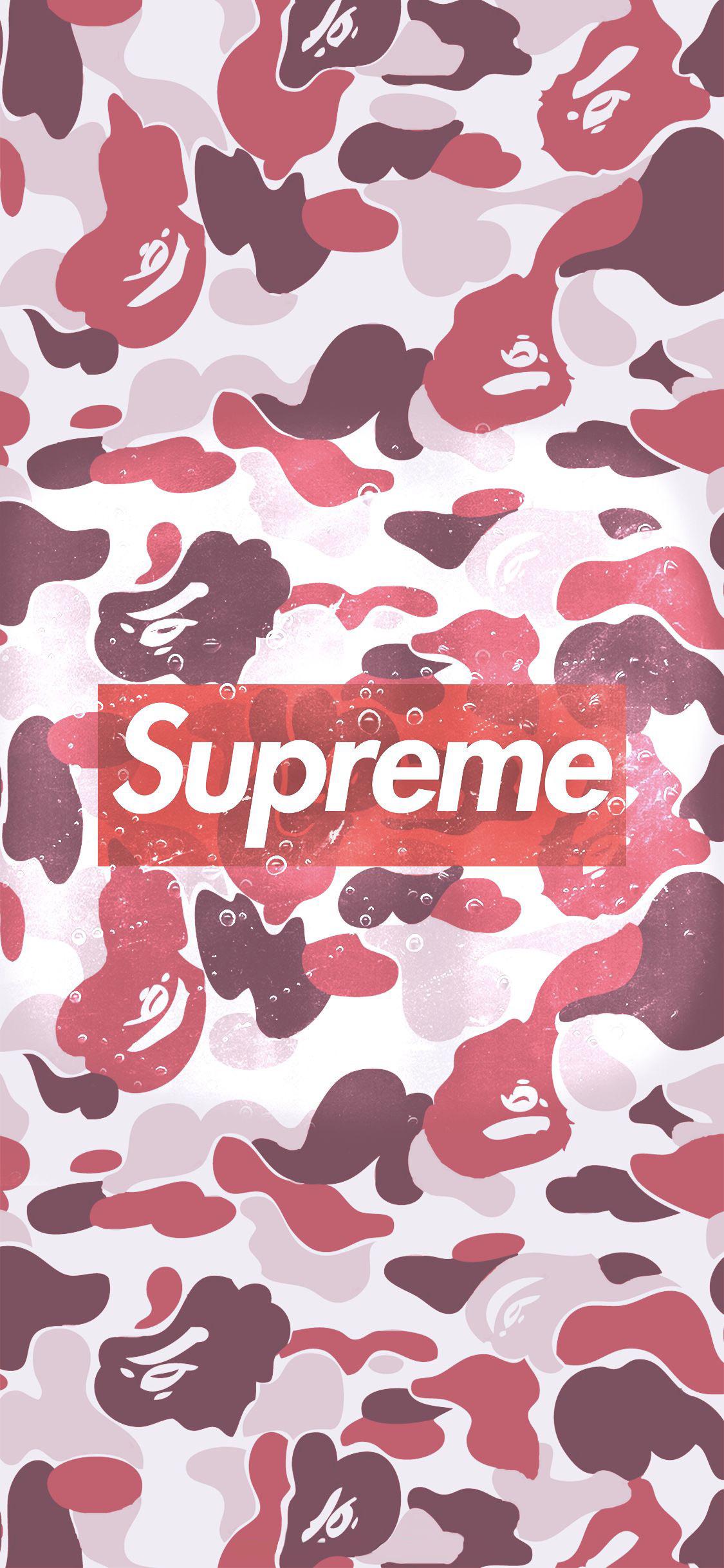 Camo rosa Bape Supreme, 1125x2436 Verticale, Mobile