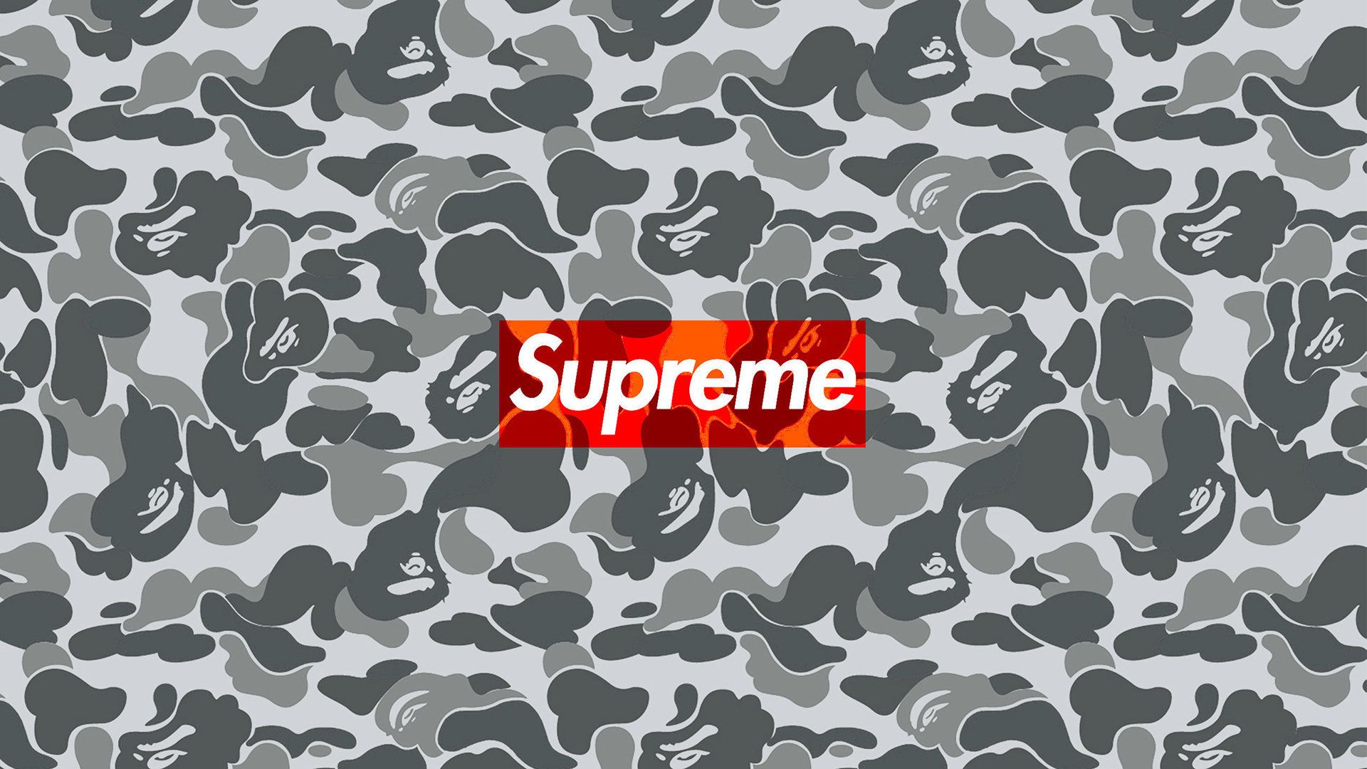 Logo Supreme camouflage grigio, streetwear, 1920x1080 Full HD, Desktop