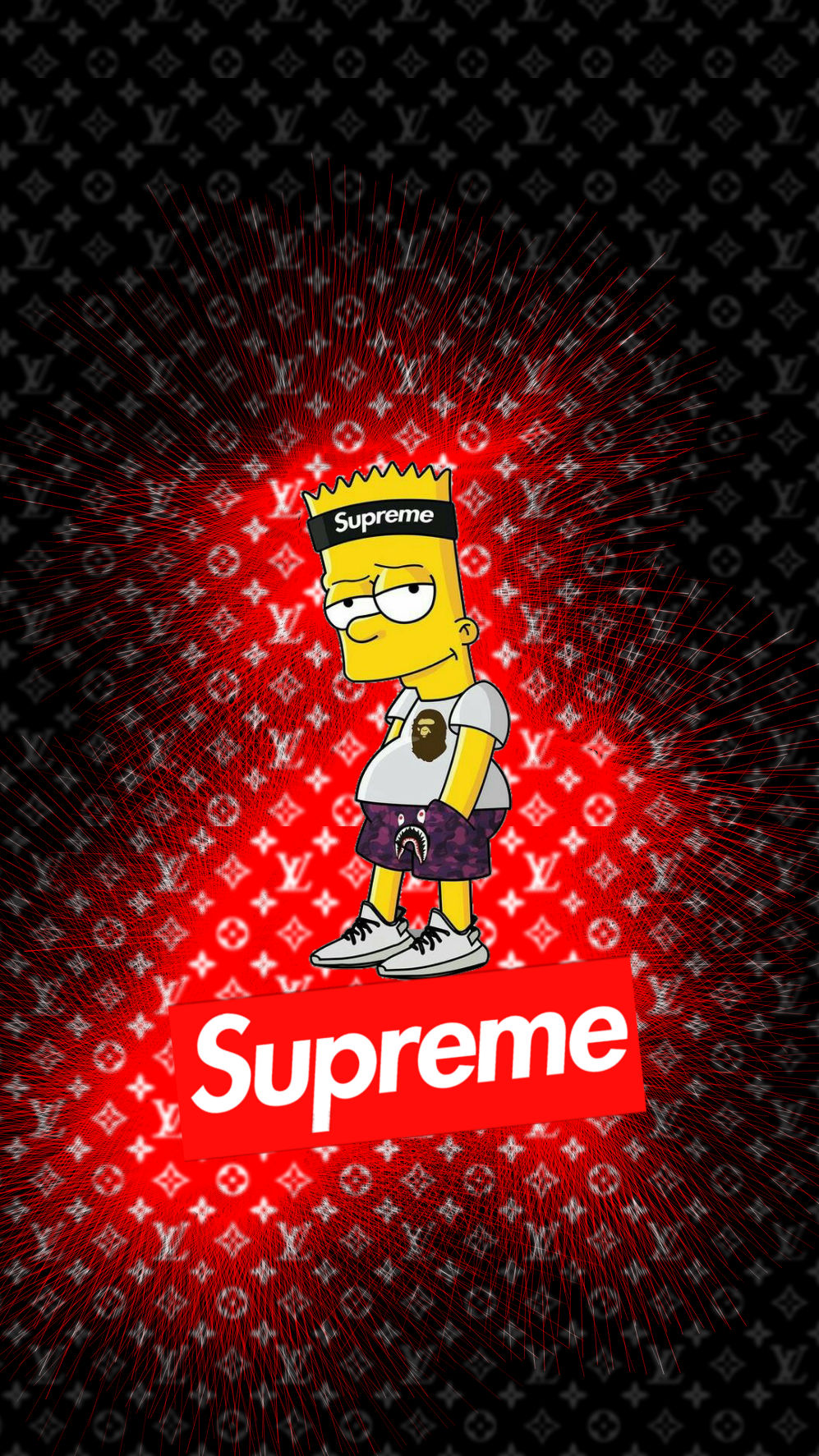 Bart Simpson logo Supreme, serie animata, 997x1773 Full HD Verticale, iPhone