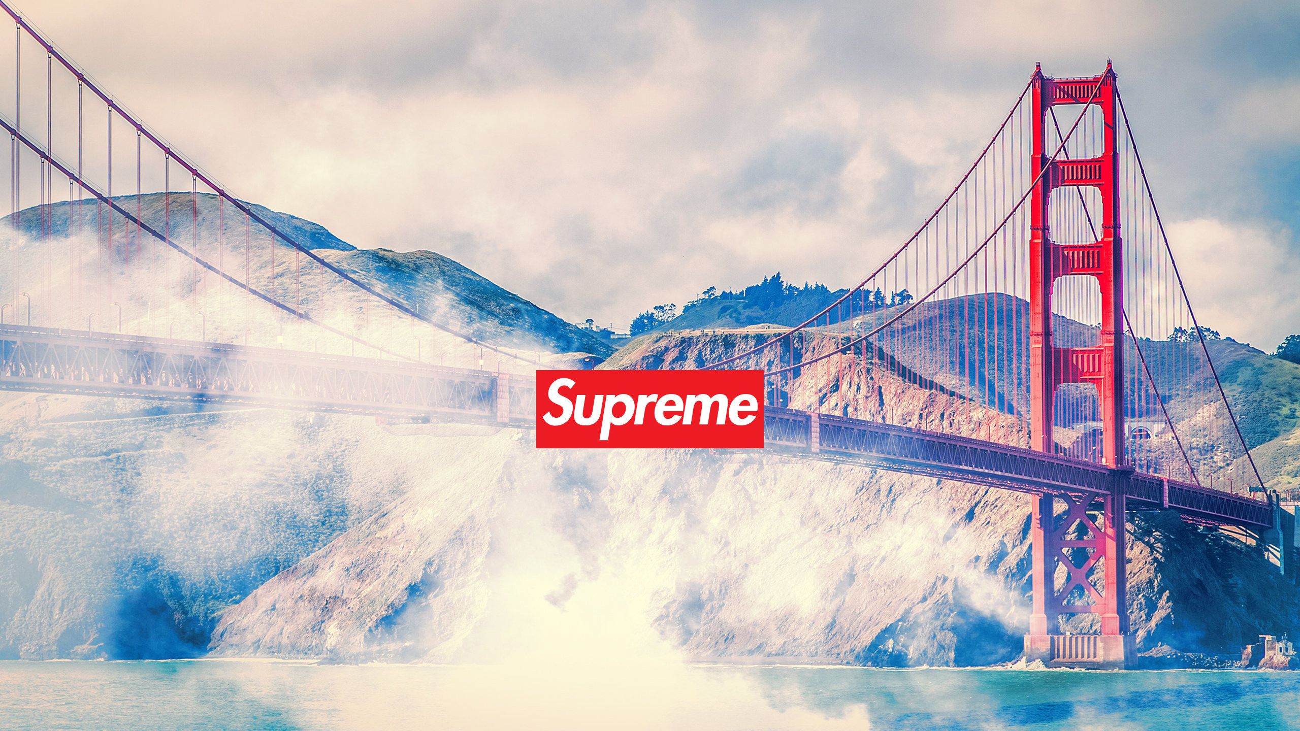 Logo Supreme, Golden Gate Bridge, 2560x1440 QHD, Laptop