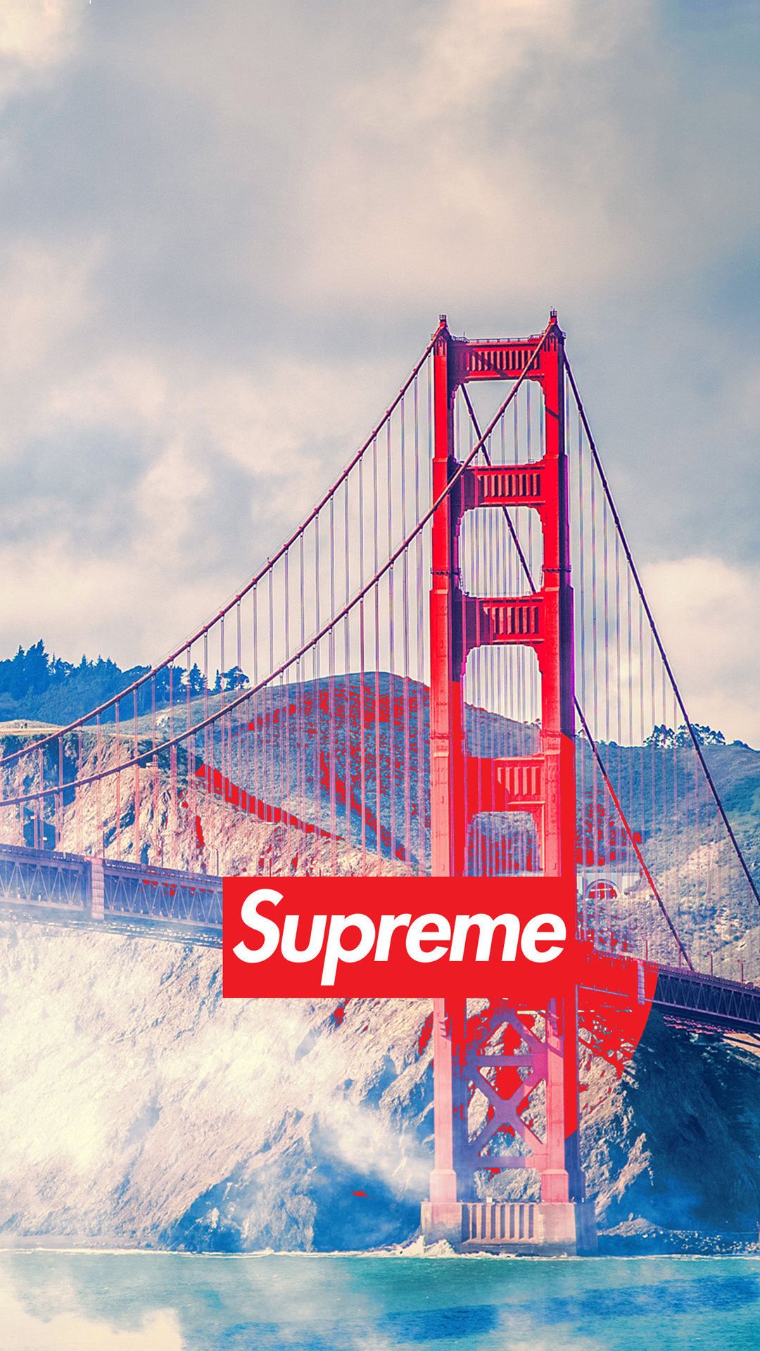 Logo Supreme, Golden Gate Bridge, 1080x1920 Full HD Verticale, Smartphone