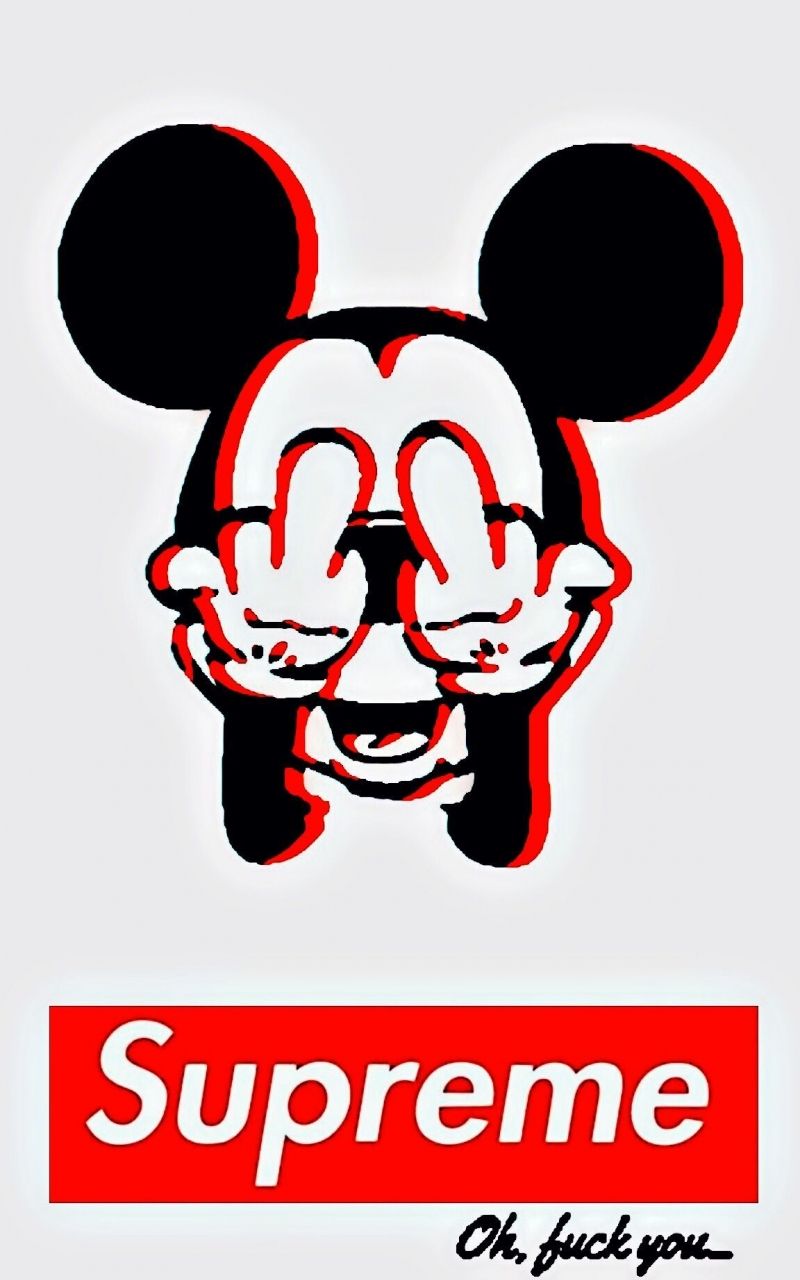 Topolino logo Supreme, Disney, 800x1280 Verticale, Mobile
