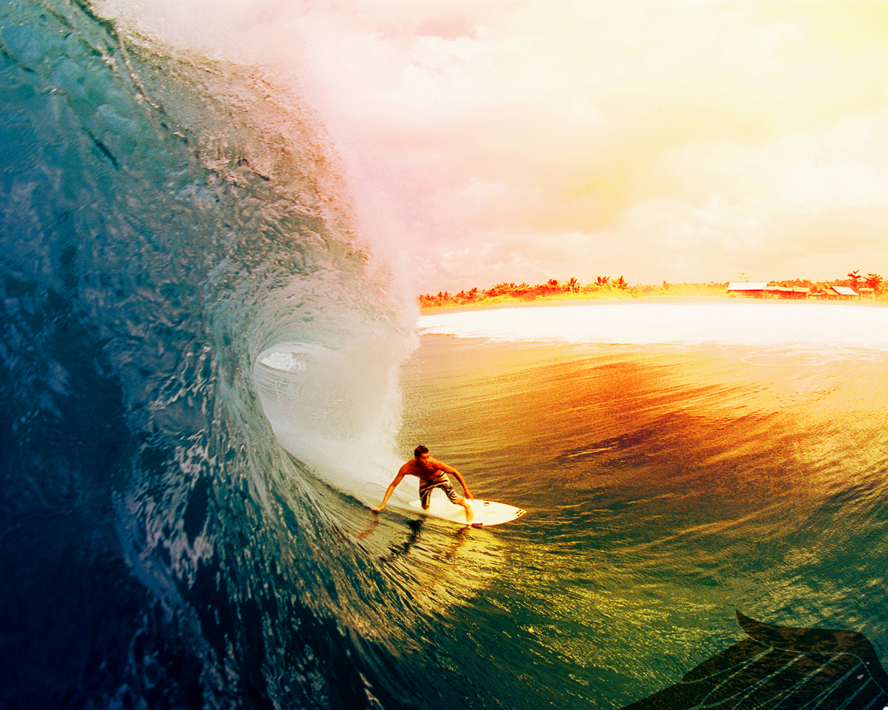 Surfista onda tramonto, 1280x1024 HD, Desktop