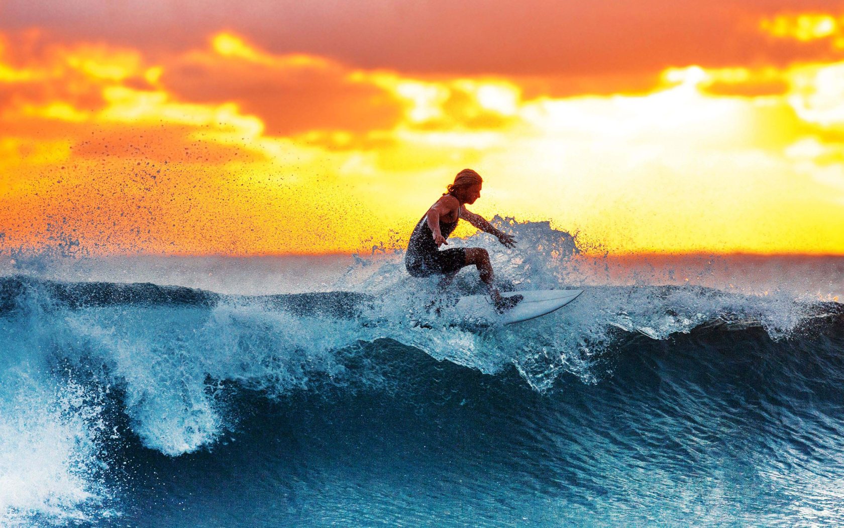 Surfista onda tramonto, 1680x1050 900p, Desktop