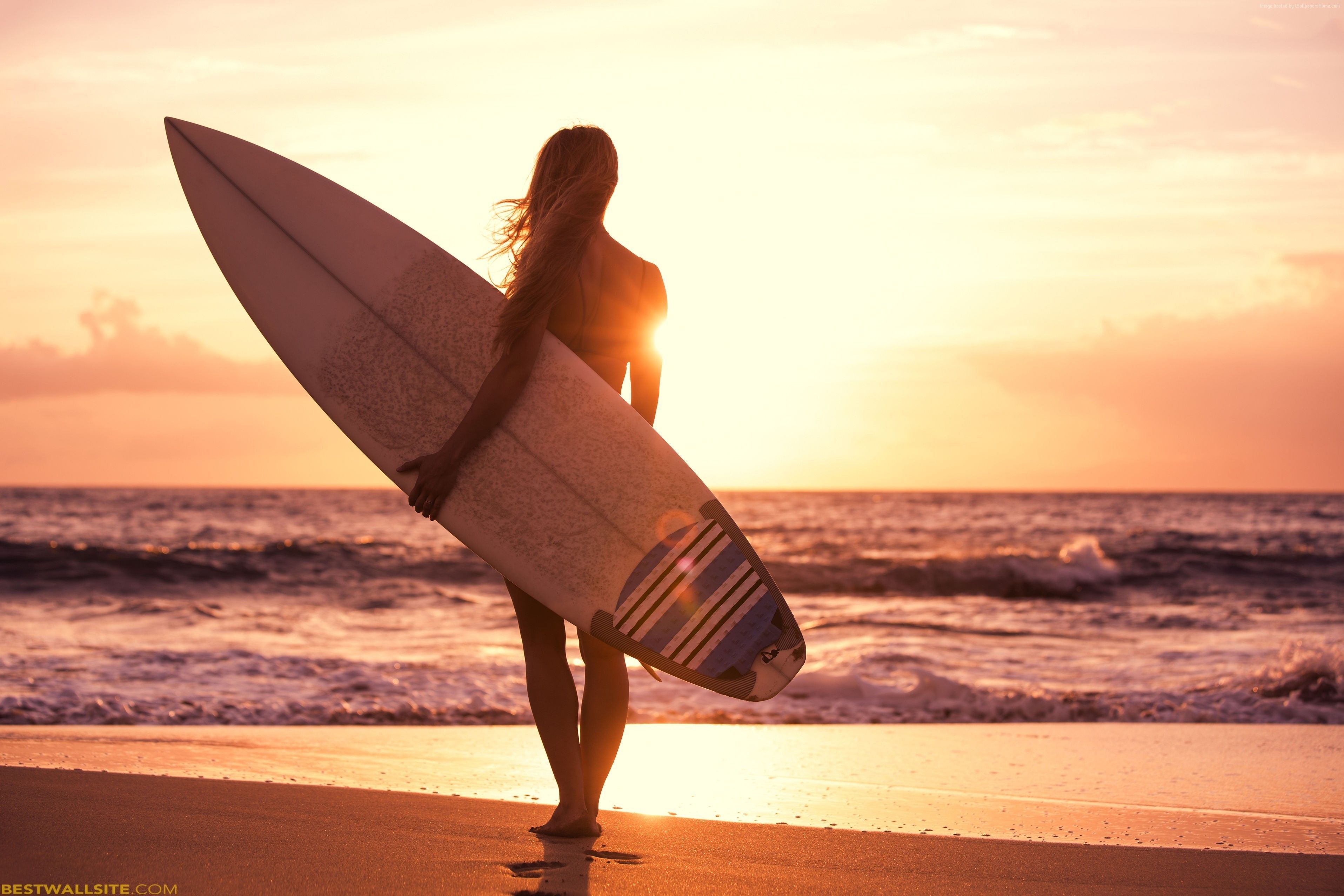 Surfista silhouette tramonto spiaggia, 3831x2554 2K, Laptop
