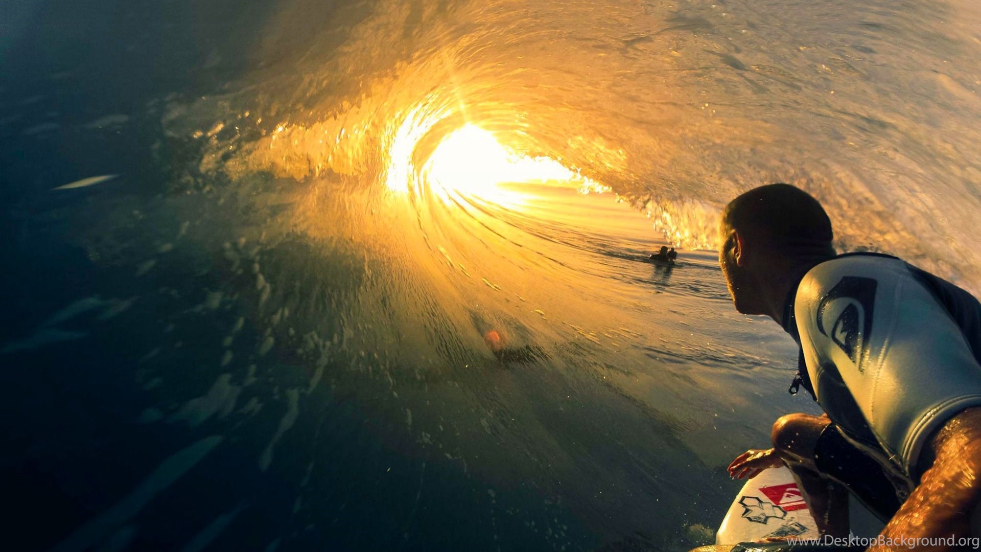 surfista tubo onda tramonto, 1920x1080 Full HD, Desktop