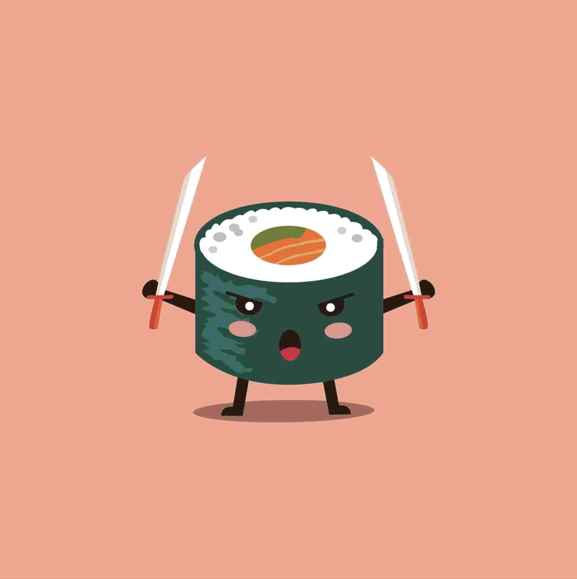 Sushi kawaii con spade, 1899x1904 Full HD Verticale, Smartphone