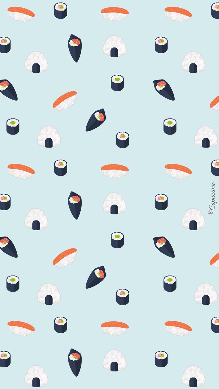 Pattern sushi kawaii pastello, 736x1306 Verticale, Mobile