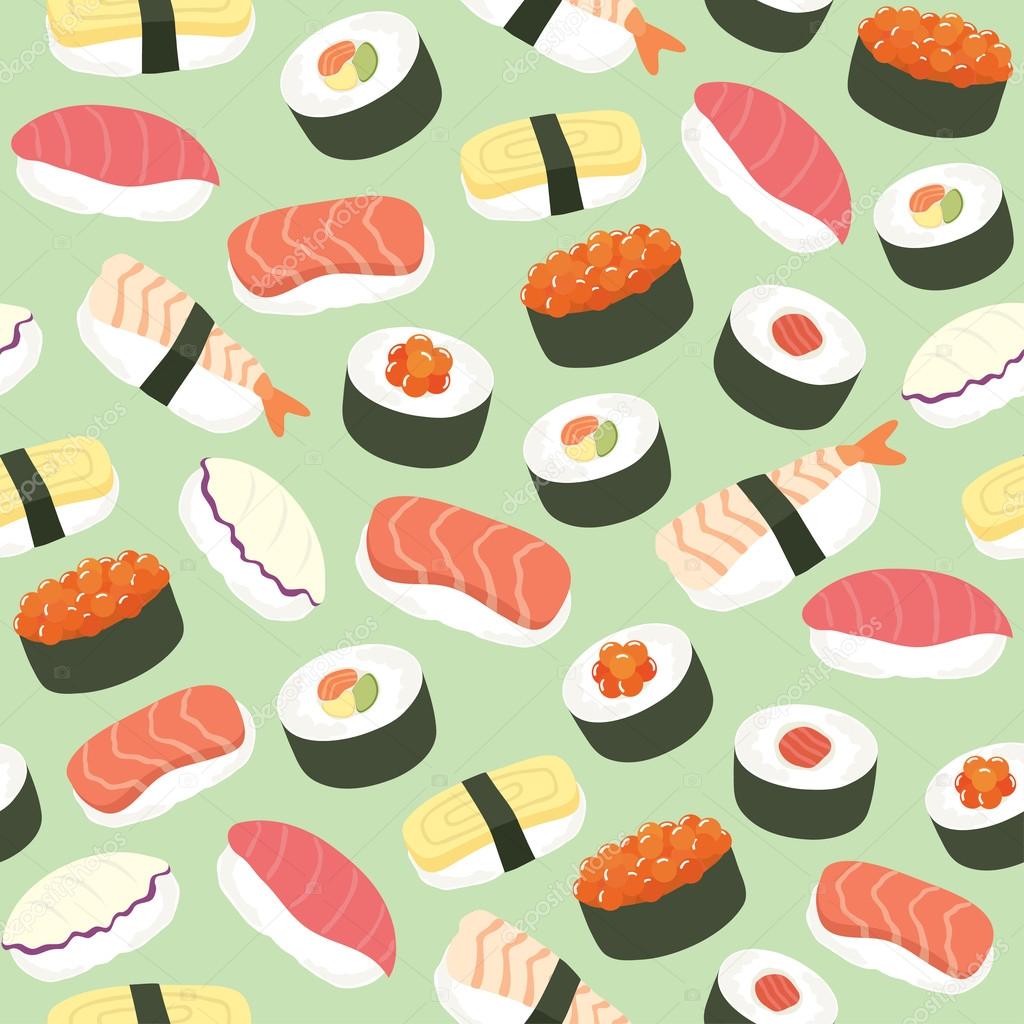 Sushi kawaii sfondo verde, 1024x1024 HD, Desktop