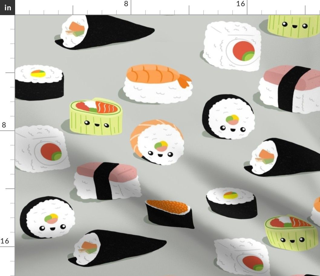 Sushi kawaii pattern grigio, 1058x914 HD, iMac