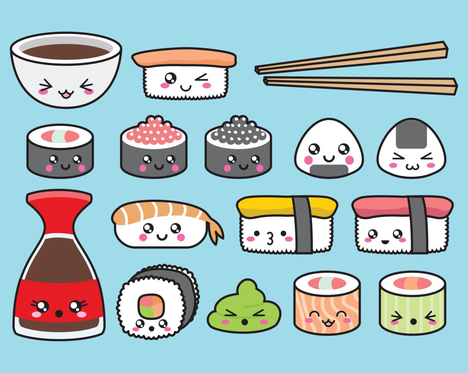Sushi kawaii con faccine, 1500x1194 HD, Desktop