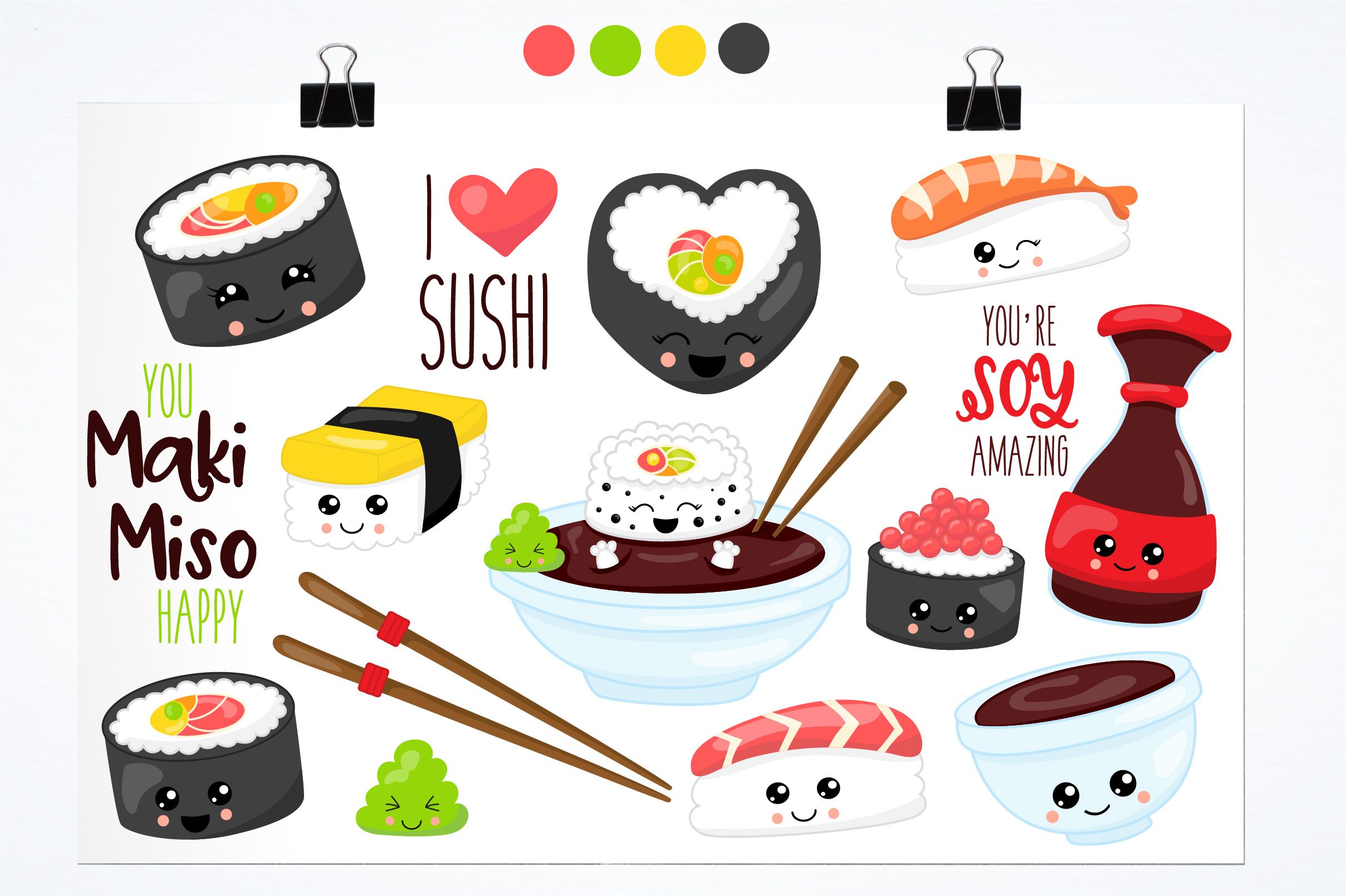 Sushi kawaii clipart carino, 2417x1609 Hi-Res, Laptop