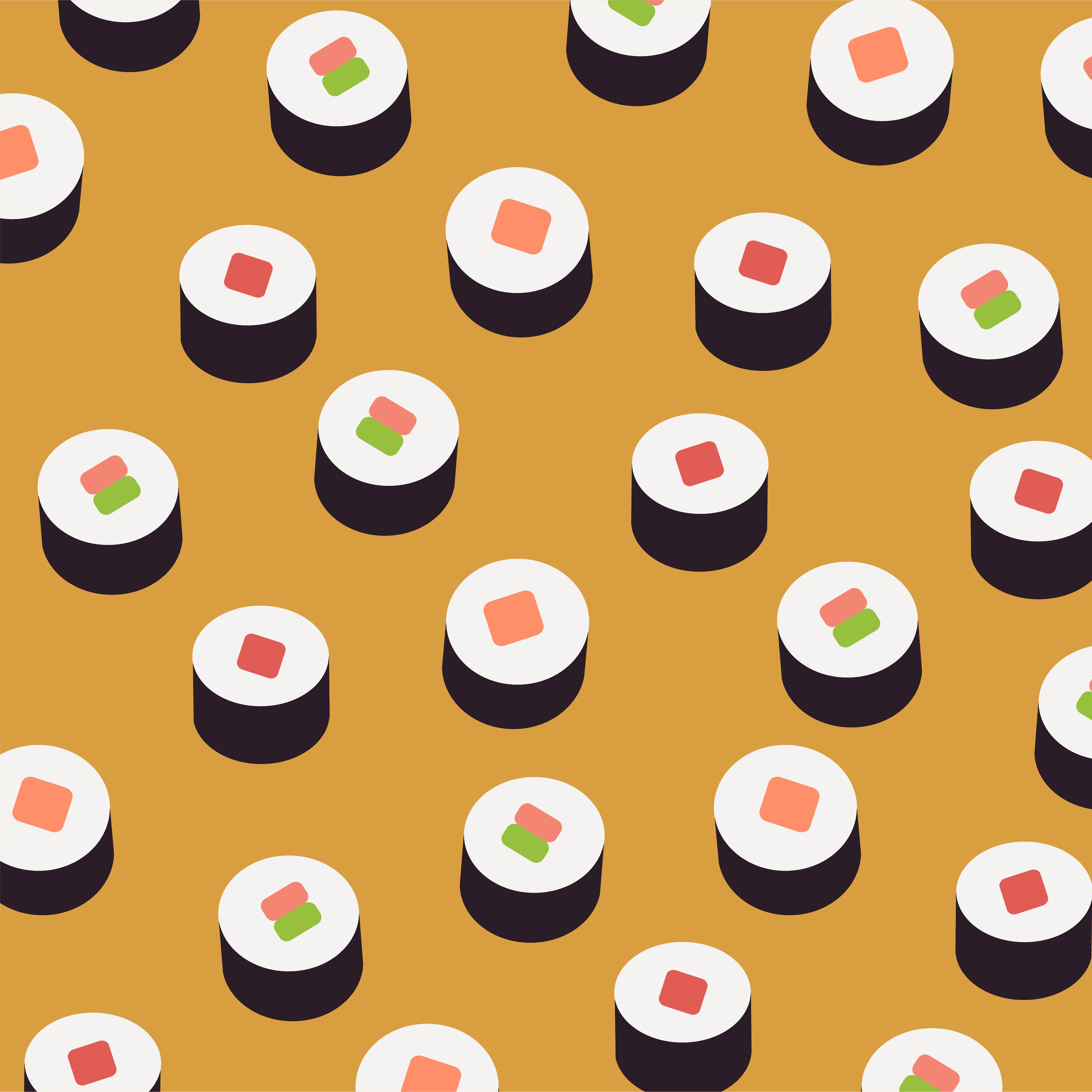 Pattern rotolini di sushi kawaii, 3969x3970 Full HD Verticale, iPhone