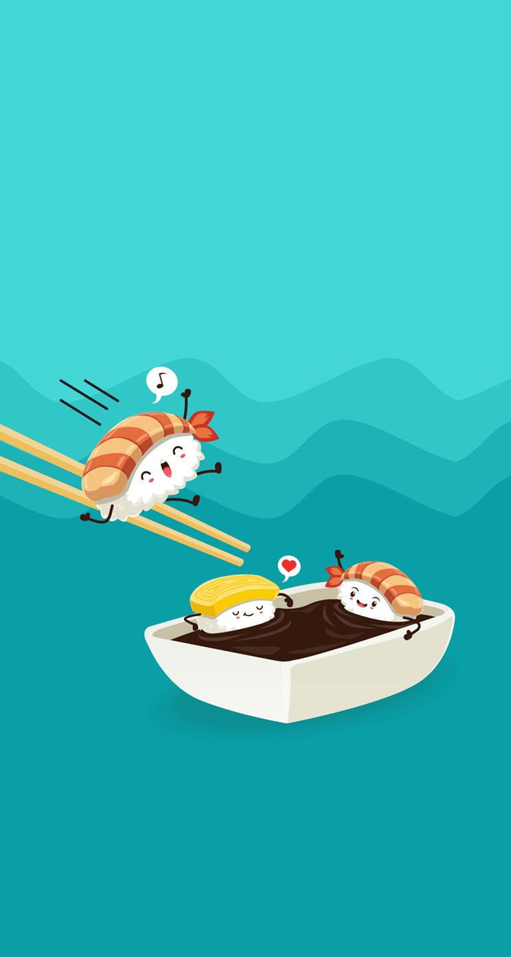 Sushi kawaii sfondo giallo, 720x1280 Verticale, Telefono